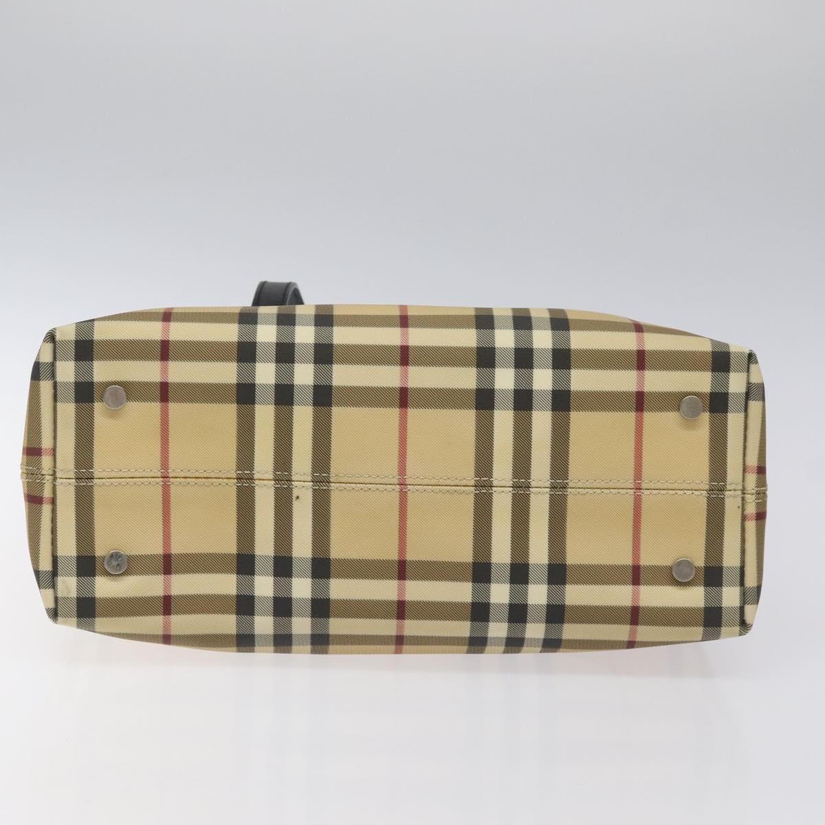 BURBERRY Nova Check Hand Bag PVC Beige Auth EC577