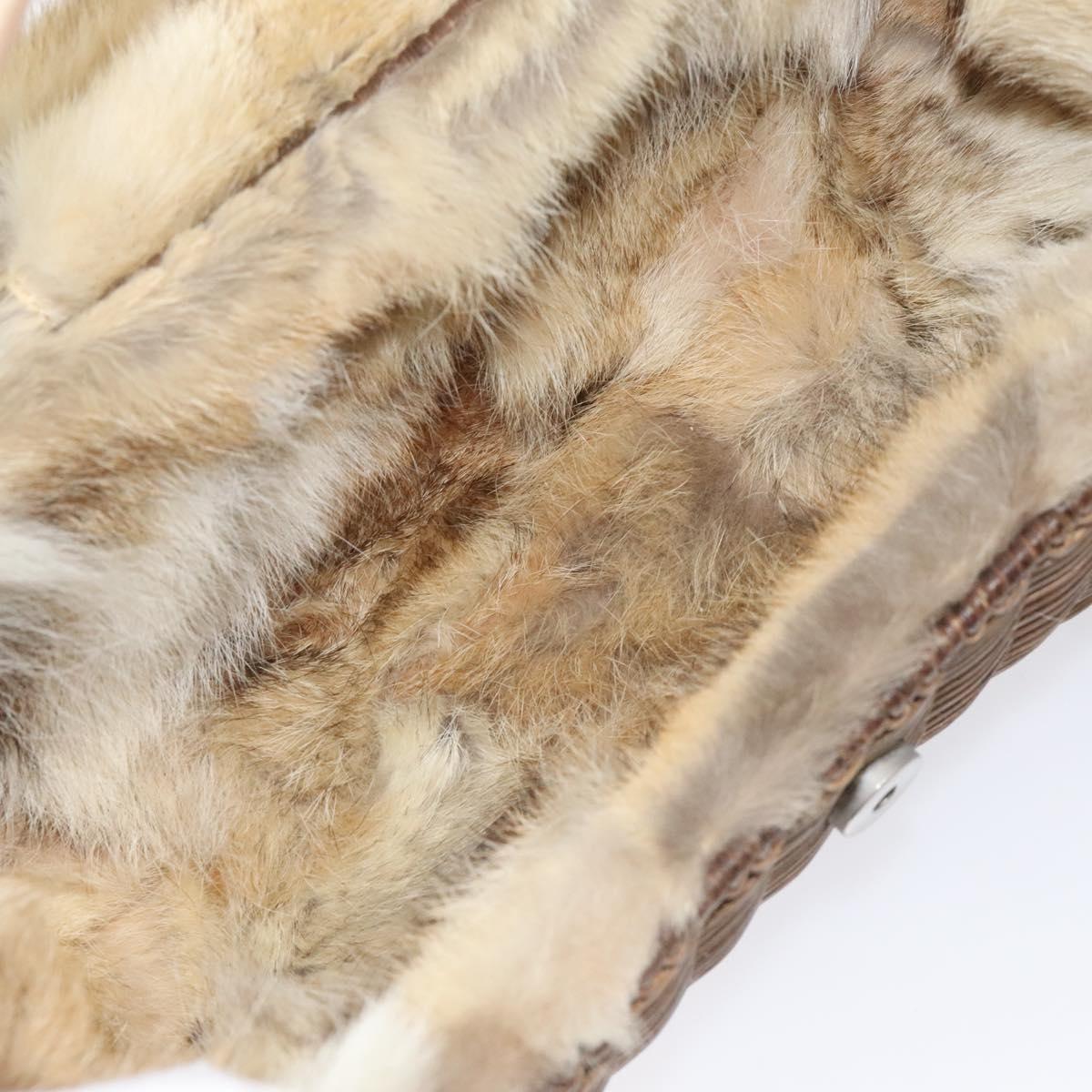 Salvatore Ferragamo Gancini Shoulder Bag Rattan Beige Silver Auth EC583