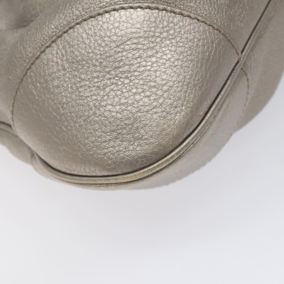 Salvatore Ferragamo Gancini Shoulder Bag Leather Silver Auth EC587