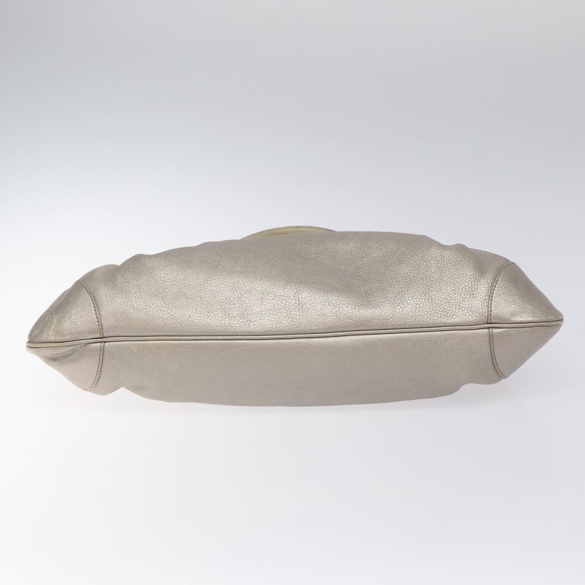 Salvatore Ferragamo Gancini Shoulder Bag Leather Silver Auth EC587