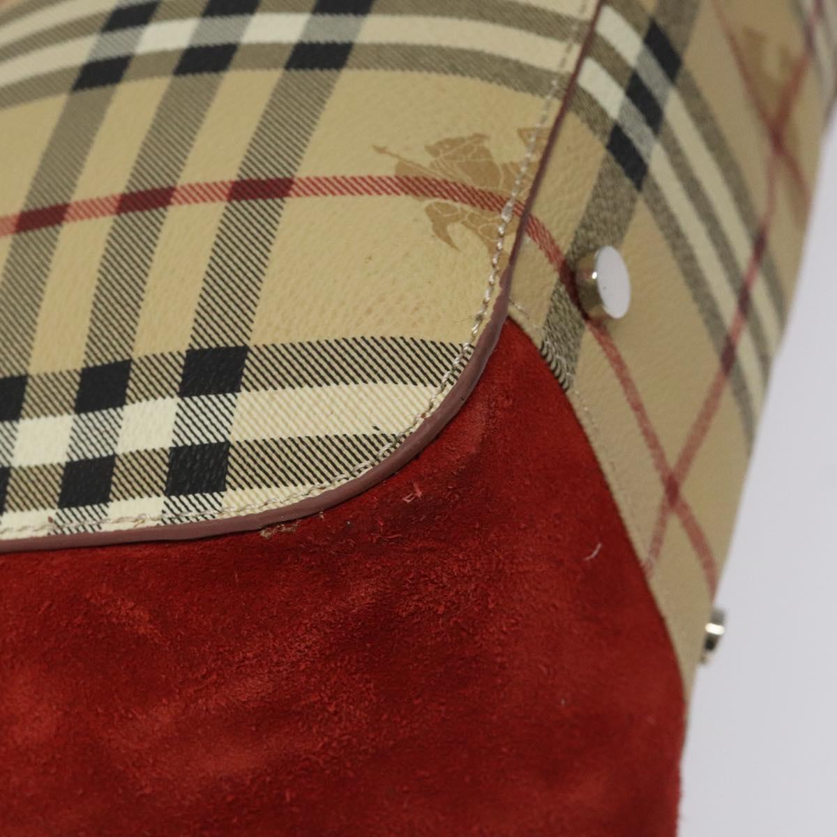 BURBERRY Nova Check Hand Bag PVC Beige Auth EC590