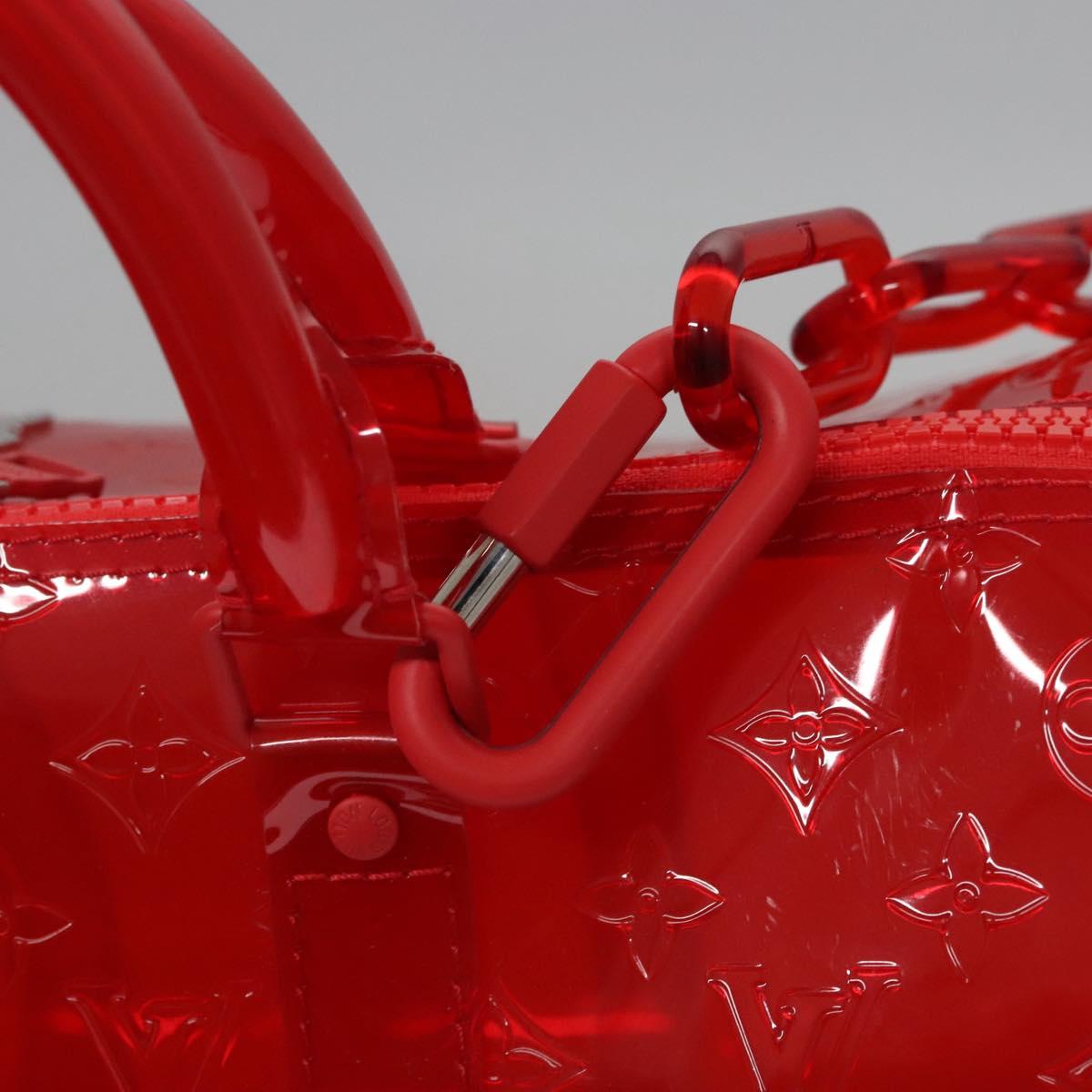 LOUIS VUITTON Monogram Vinyl Keepall Bandouliere 50 Bag Red M41416 Auth EC591SA
