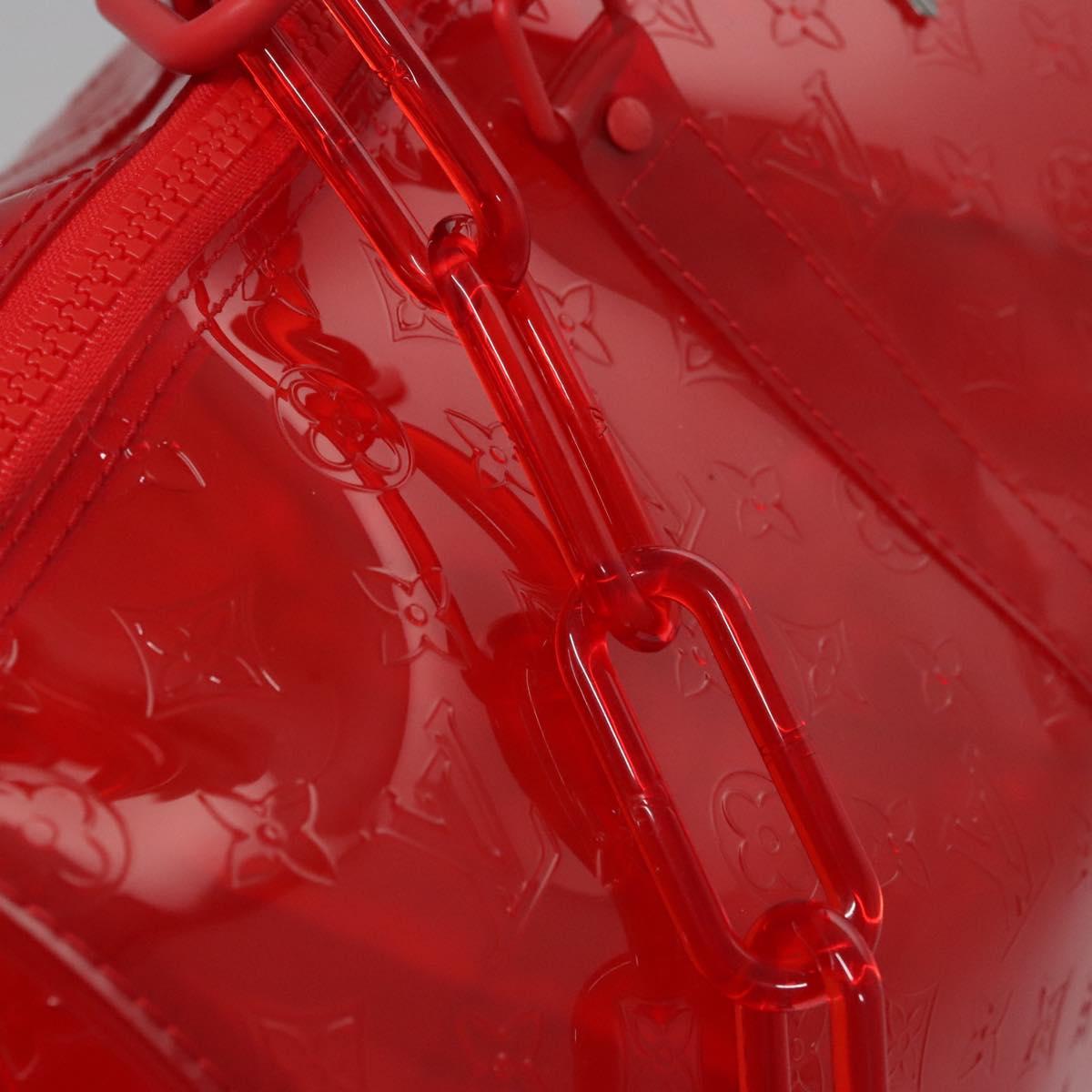 LOUIS VUITTON Monogram Vinyl Keepall Bandouliere 50 Bag Red M41416 Auth EC591SA