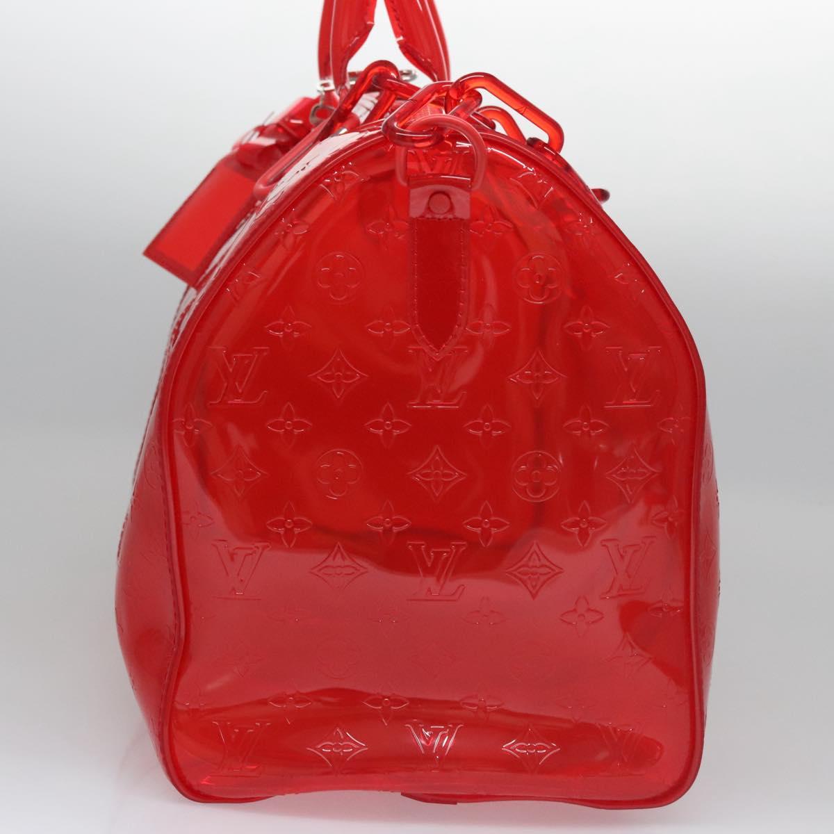 LOUIS VUITTON Monogram Vinyl Keepall Bandouliere 50 Bag Red M41416 Auth EC591SA