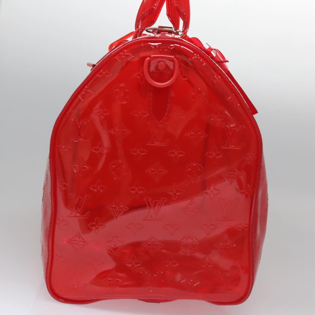 LOUIS VUITTON Monogram Vinyl Keepall Bandouliere 50 Bag Red M41416 Auth EC591SA