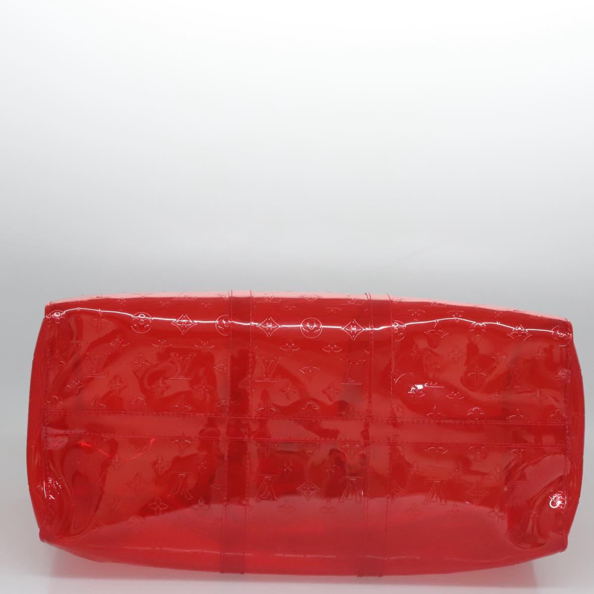 LOUIS VUITTON Monogram Vinyl Keepall Bandouliere 50 Bag Red M41416 Auth EC591SA