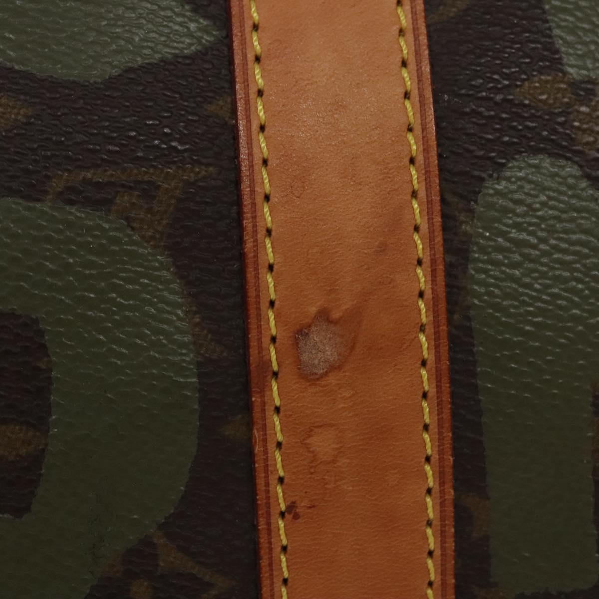 LOUIS VUITTON Monogram graffiti Keepall 50 Boston Bag Khaki M92196 Auth EC602AV