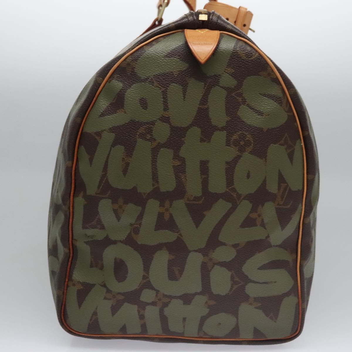 LOUIS VUITTON Monogram graffiti Keepall 50 Boston Bag Khaki M92196 Auth EC602AV