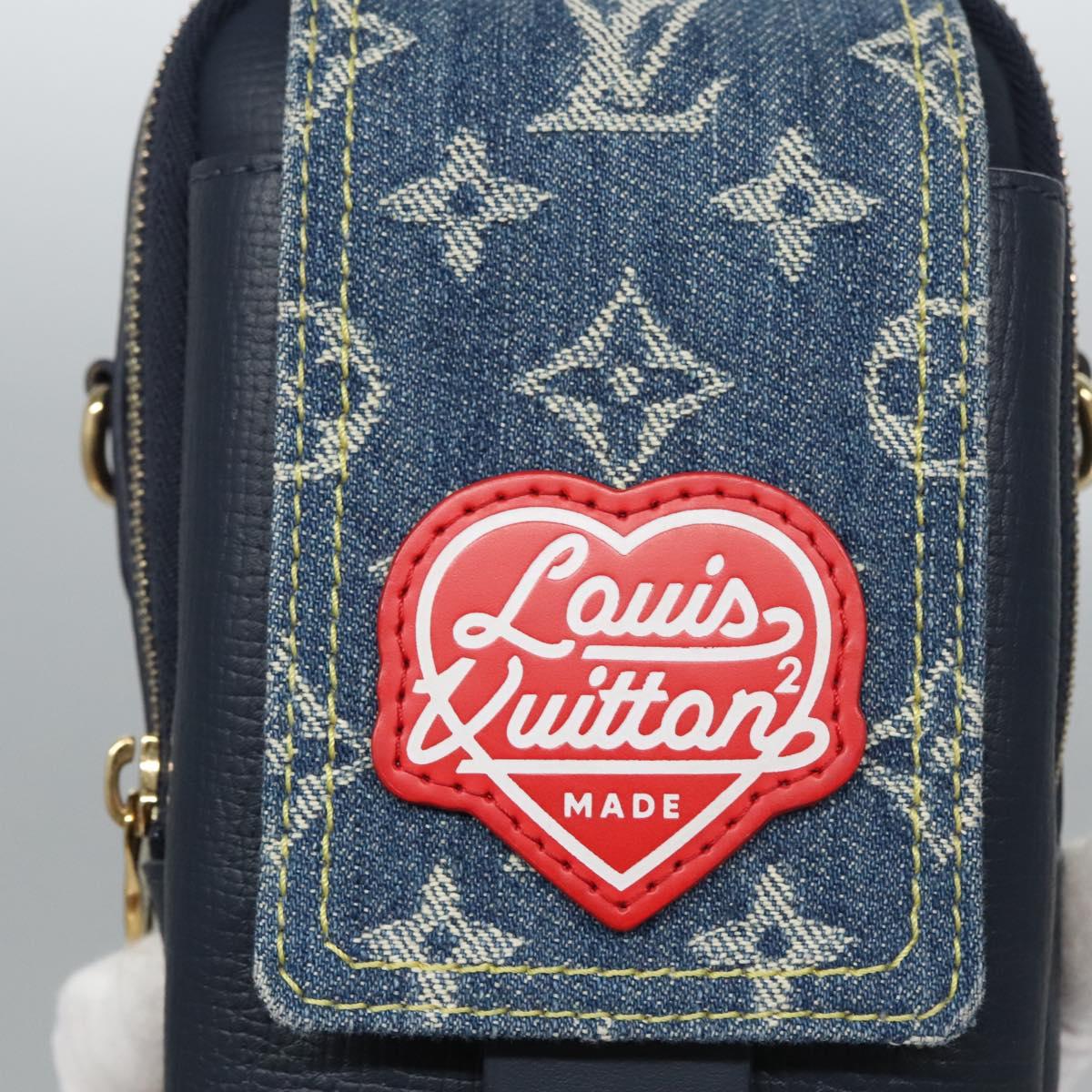 LOUIS VUITTON LV Squared Double Phone Pouch Blue M81060 LV Auth EC603A