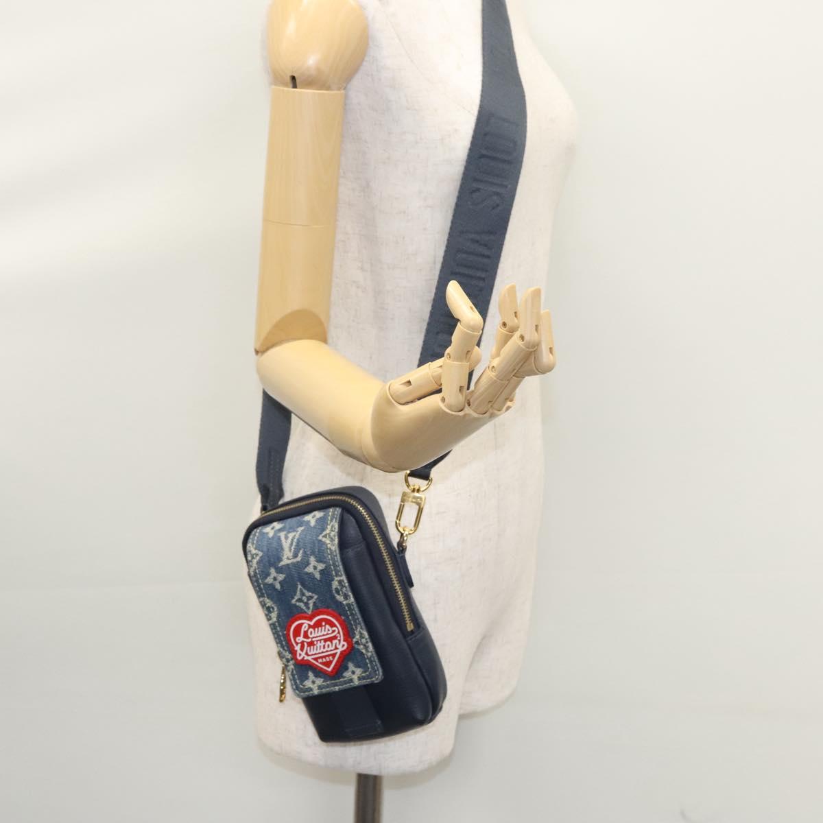 LOUIS VUITTON LV Squared Double Phone Pouch Blue M81060 LV Auth EC603SM