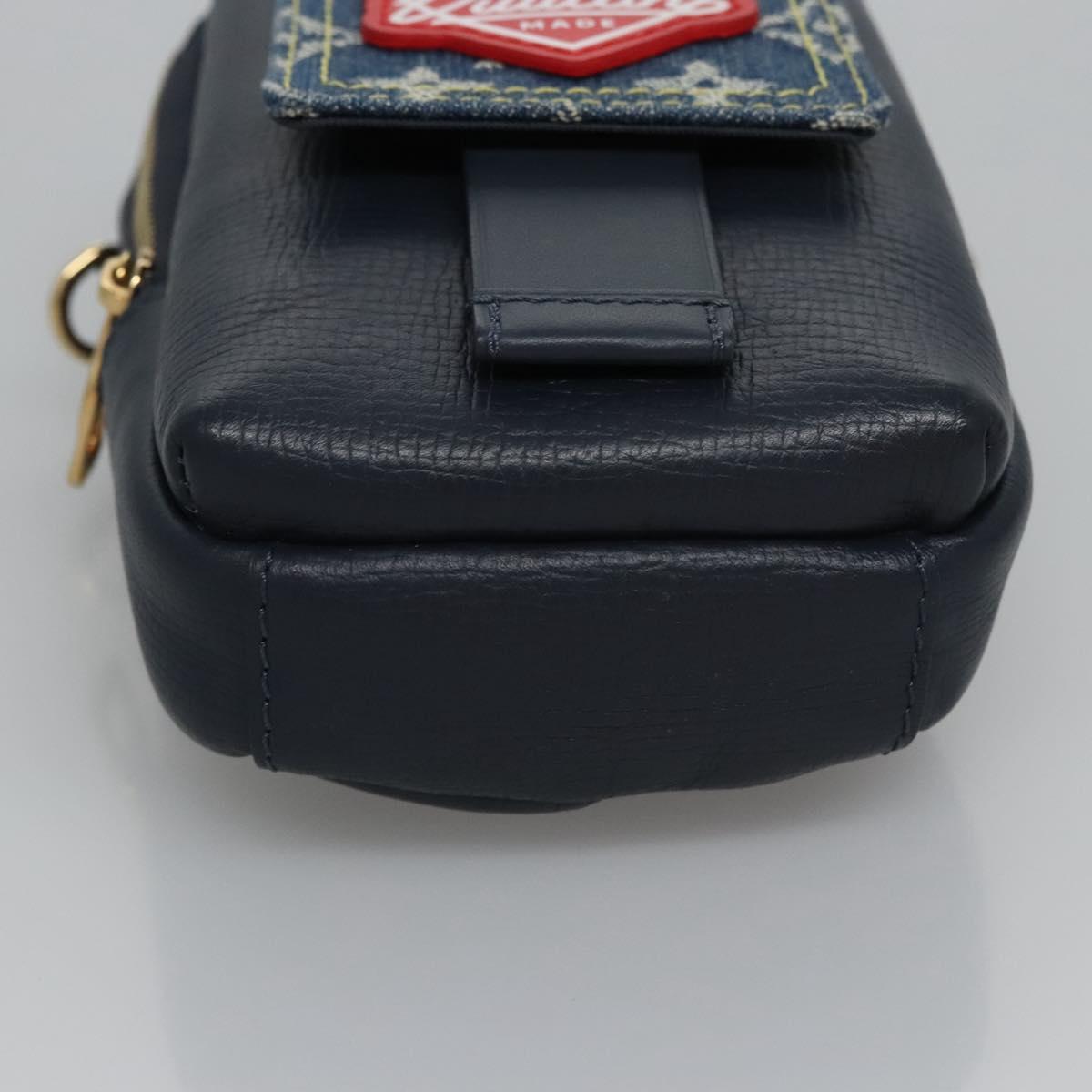 LOUIS VUITTON LV Squared Double Phone Pouch Blue M81060 LV Auth EC603A