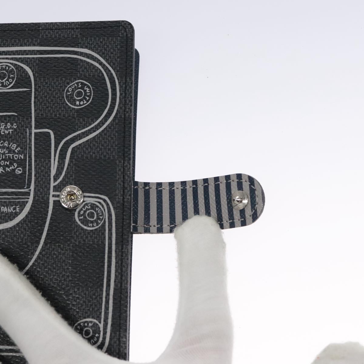 LOUIS VUITTON Damier Graphite Agenda PM Day Planner Cover R20030 LV Auth EC610