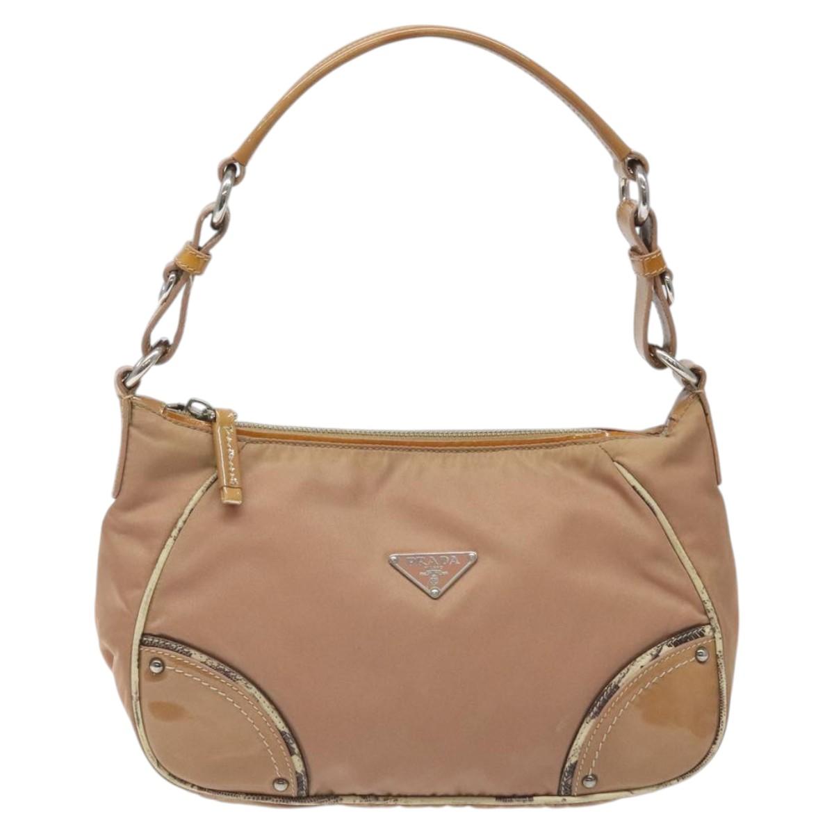 PRADA Shoulder Bag Nylon Beige Auth EC614
