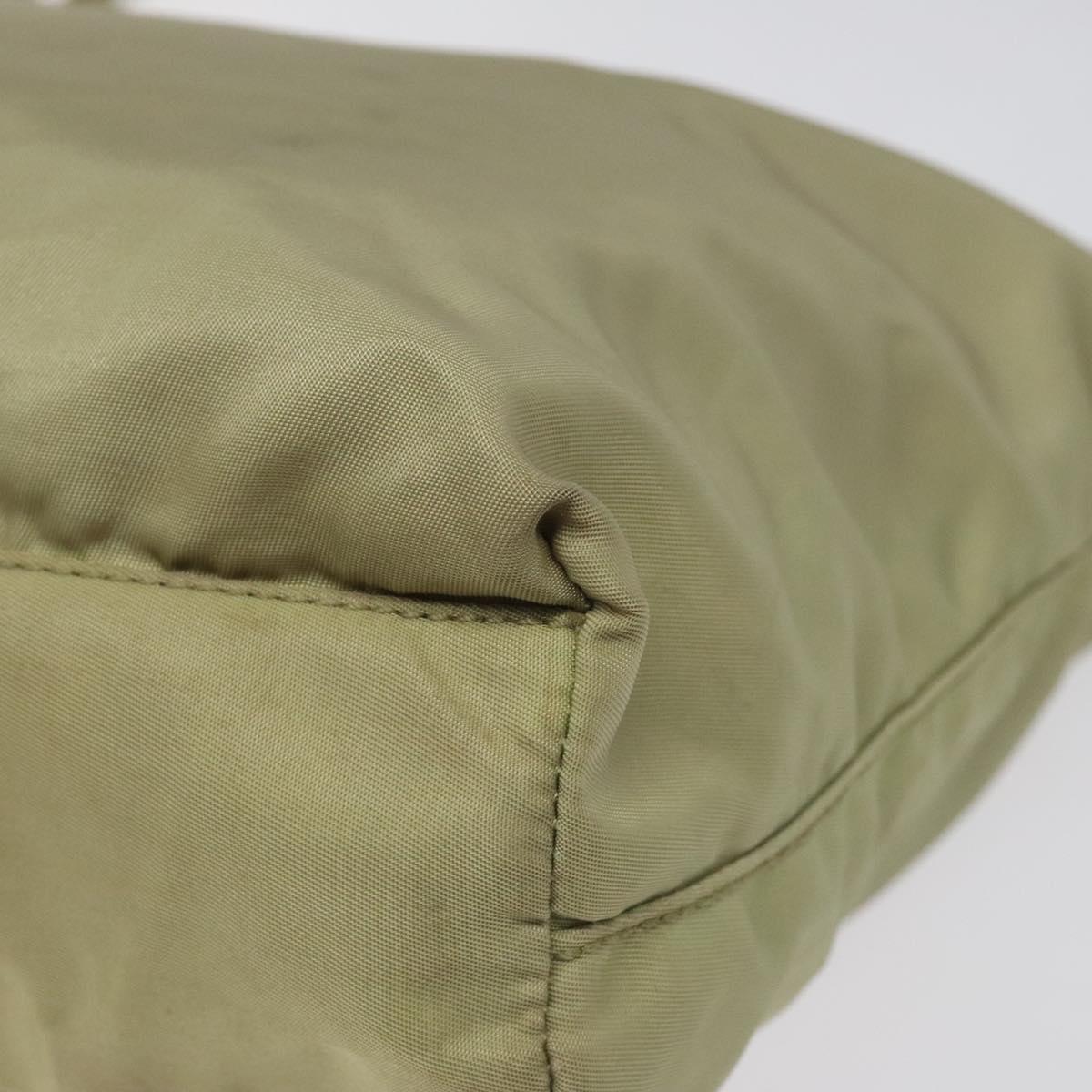 PRADA Tote Bag Nylon Beige Auth EC618