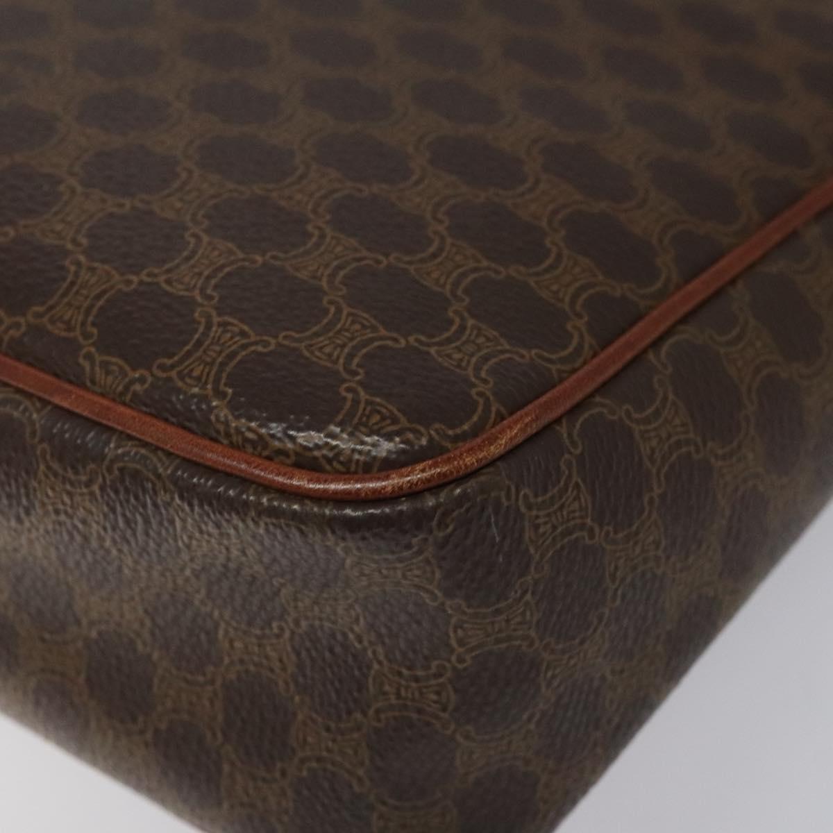 CELINE Macadam Canvas Shoulder Bag PVC Leather Brown Gold Auth EC639