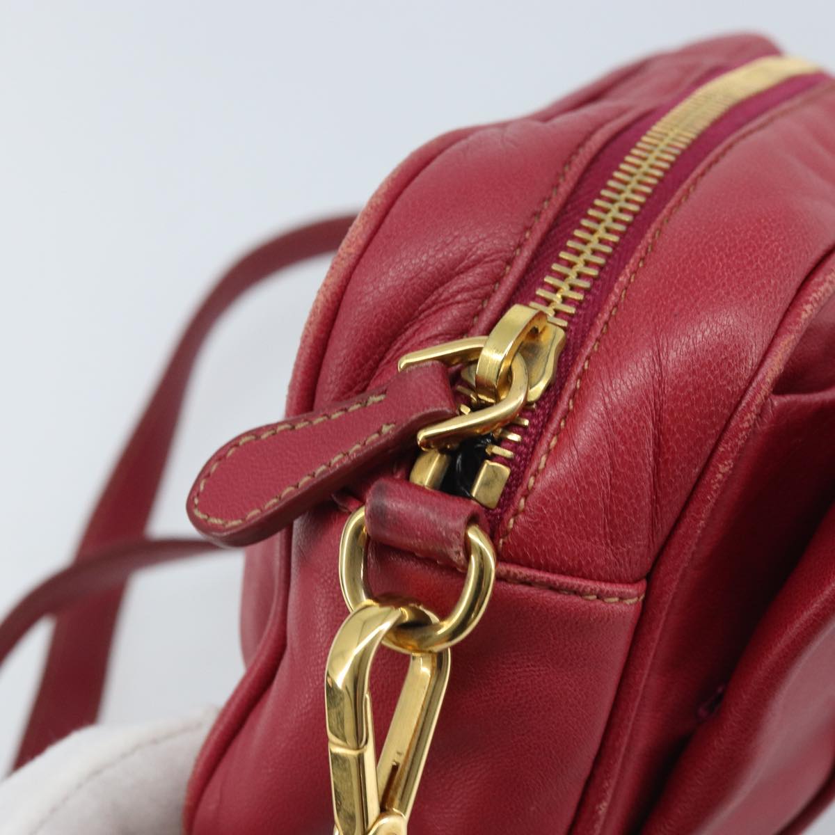 PRADA Shoulder Bag Leather Pink Auth EC644