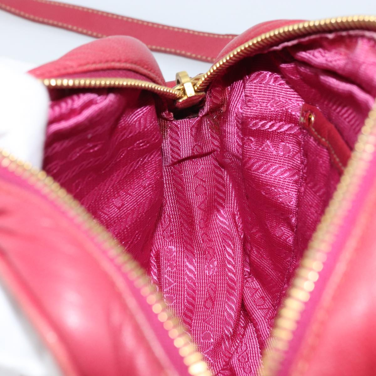 PRADA Shoulder Bag Leather Pink Auth EC644