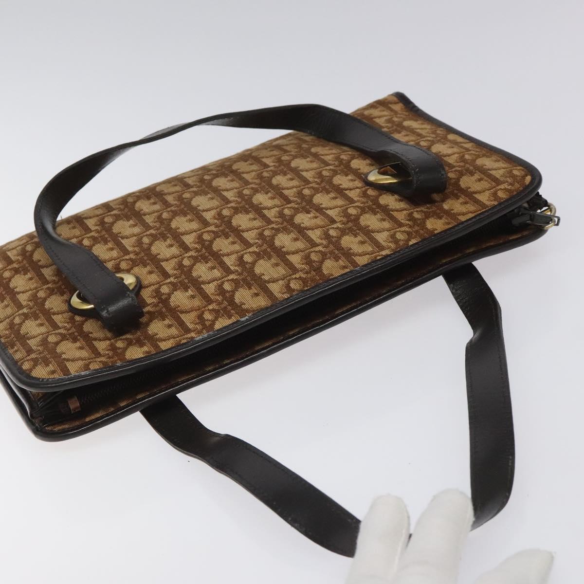 Christian Dior Trotter Canvas Hand Bag Brown Auth EC646