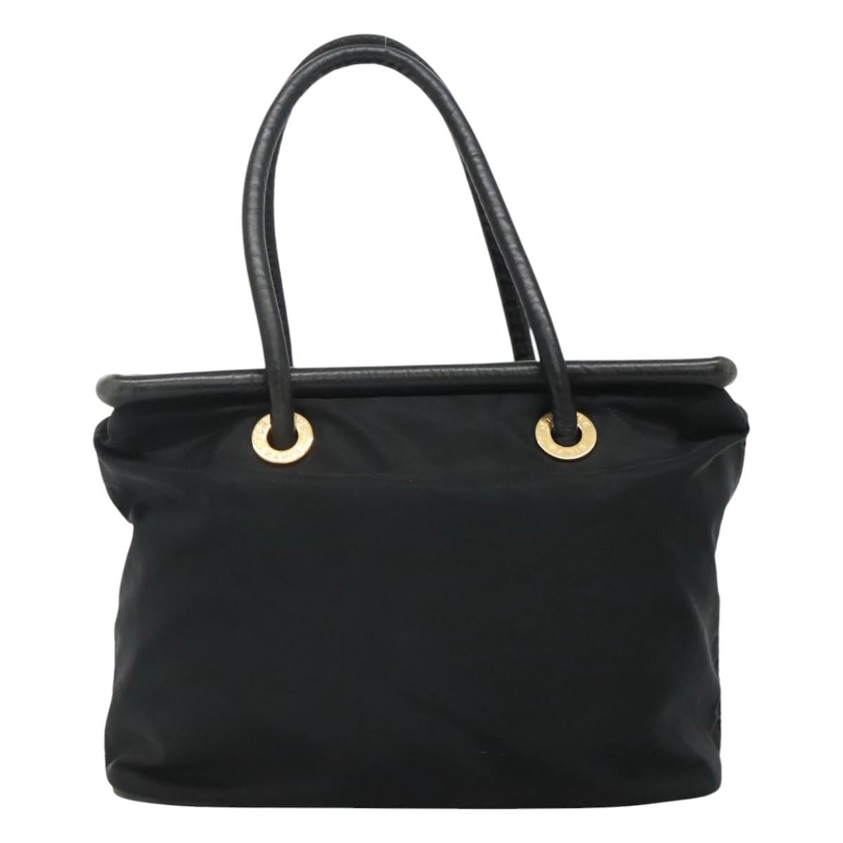 CELINE Shoulder Bag Nylon Black Gold Auth EC662