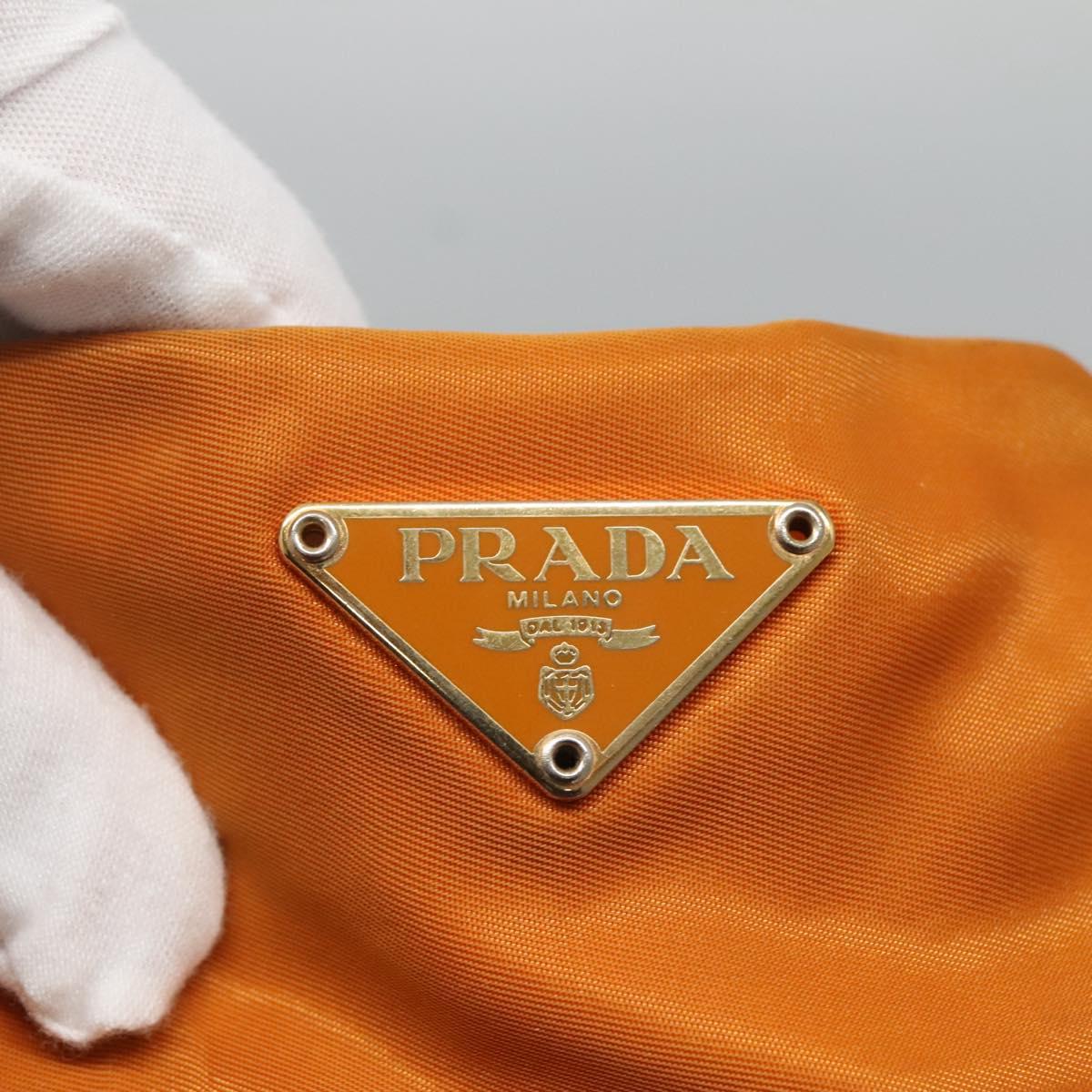 PRADA Shoulder Bag Nylon Orange Gold Auth EC663