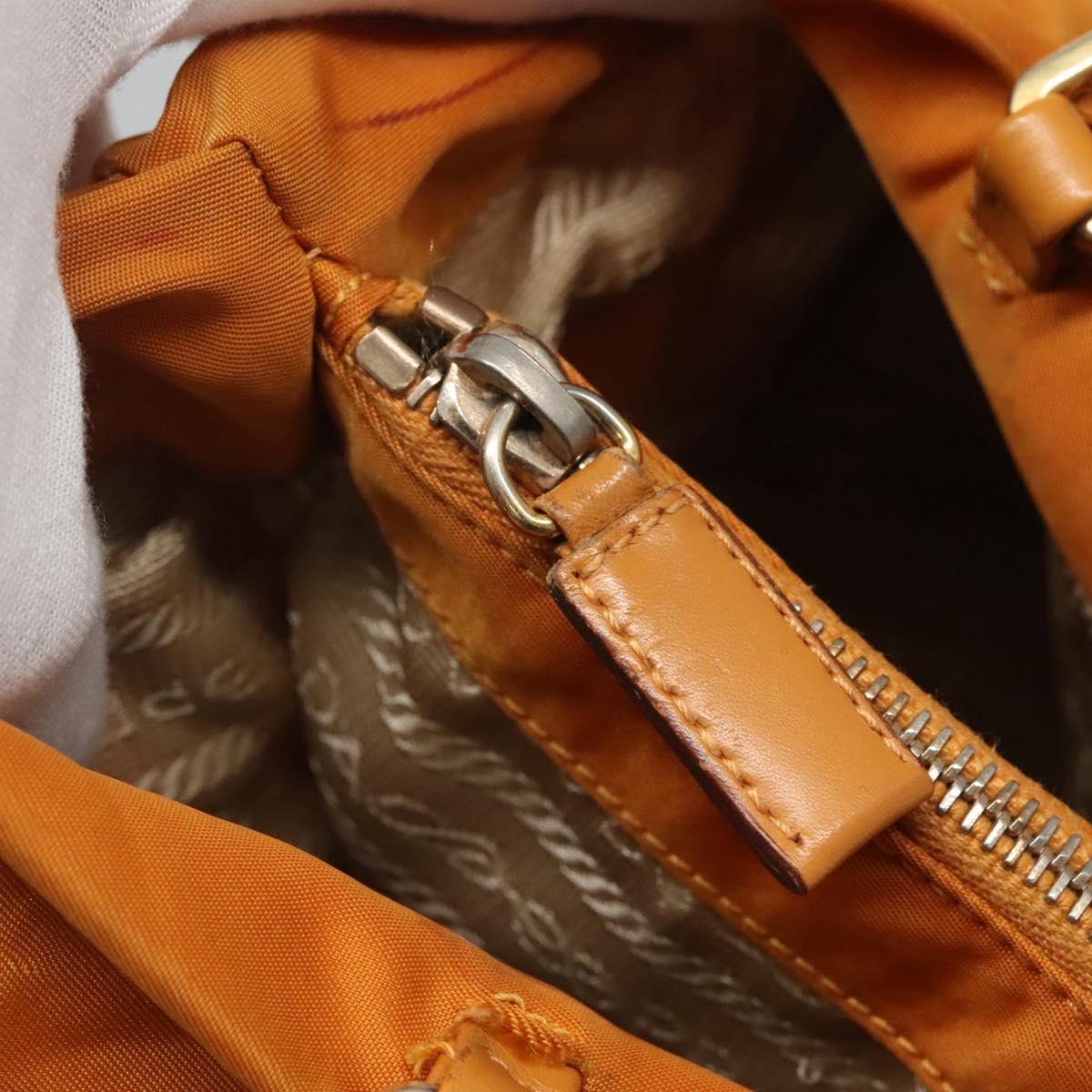 PRADA Shoulder Bag Nylon Orange Gold Auth EC663