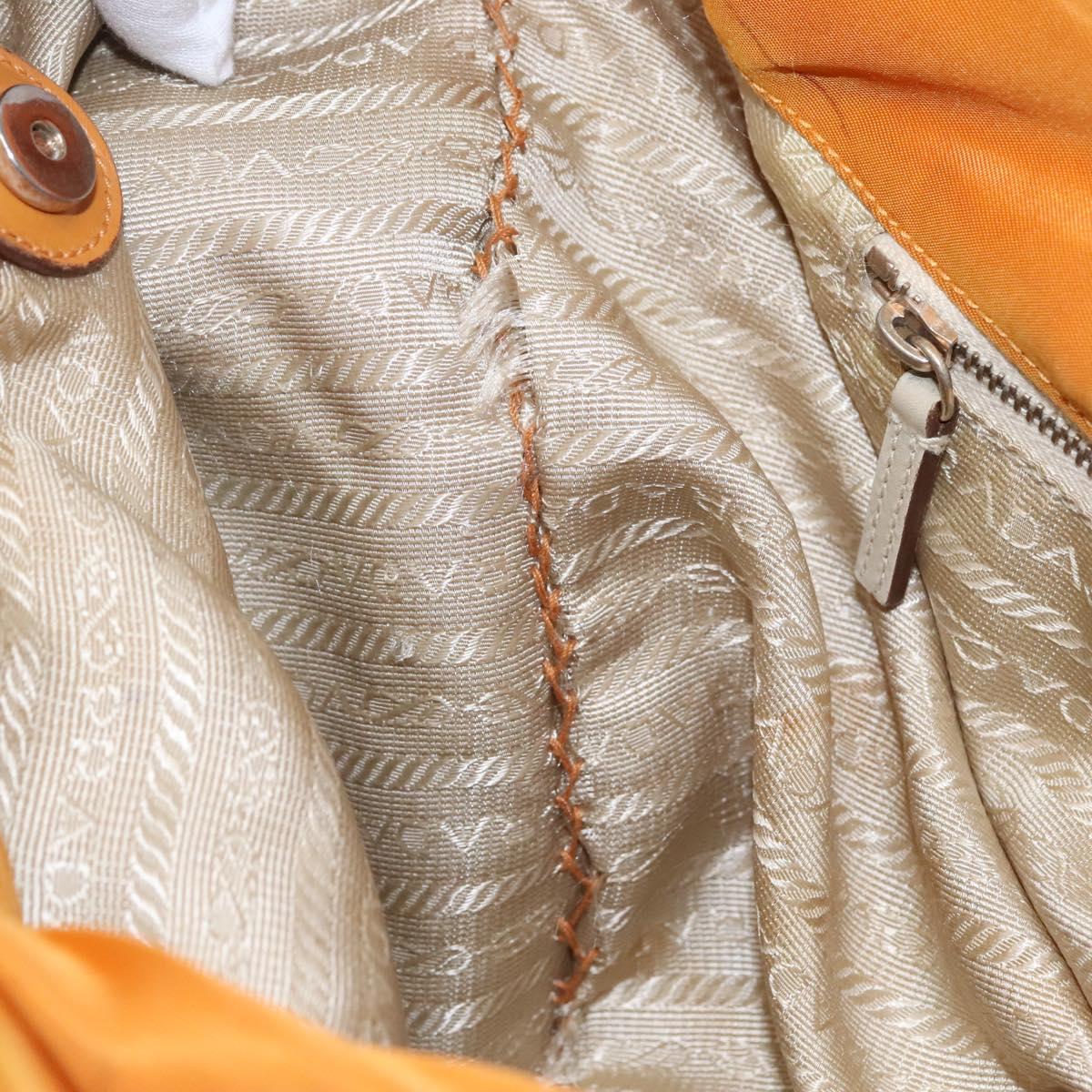 PRADA Shoulder Bag Nylon Orange Gold Auth EC663