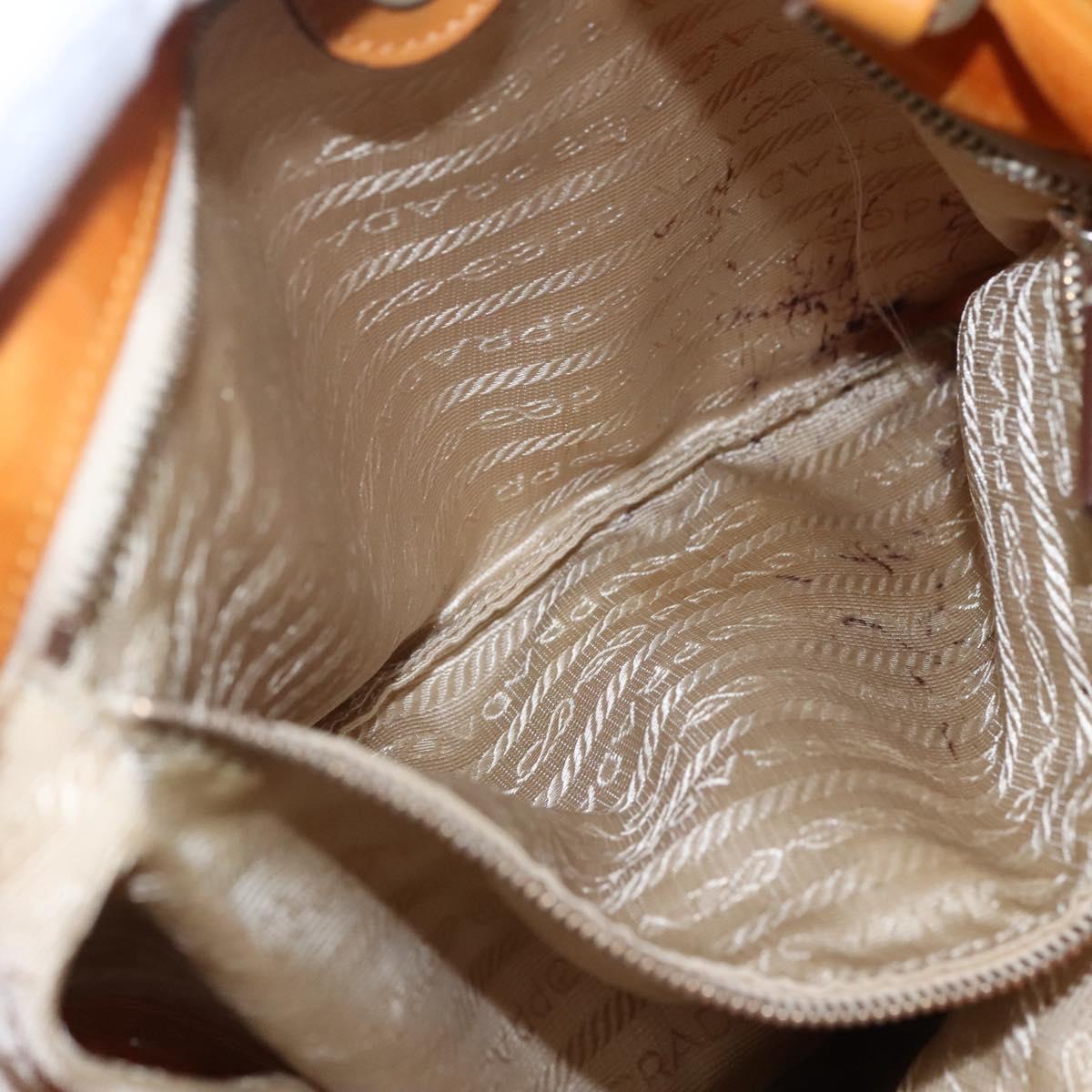 PRADA Shoulder Bag Nylon Orange Gold Auth EC663
