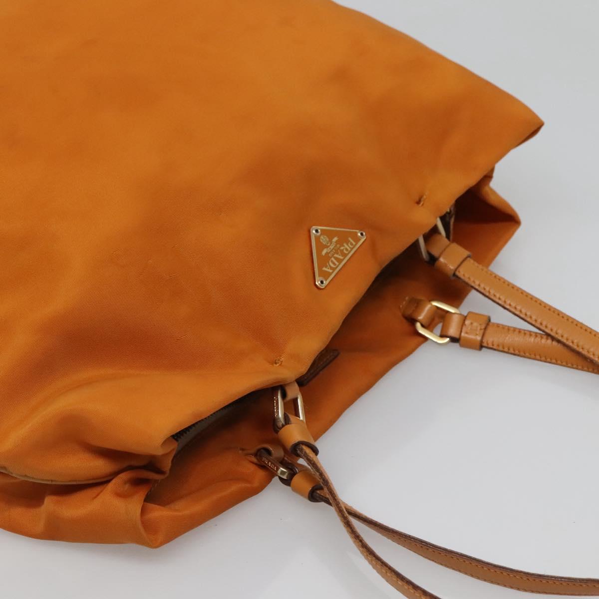 PRADA Shoulder Bag Nylon Orange Gold Auth EC663