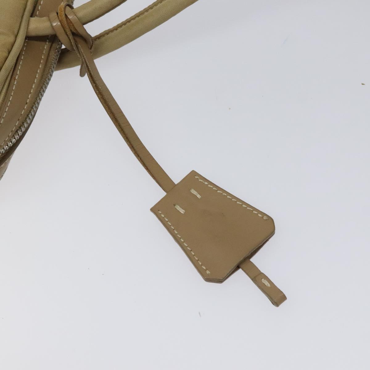 PRADA Hand Bag Nylon Beige Silver Auth EC680