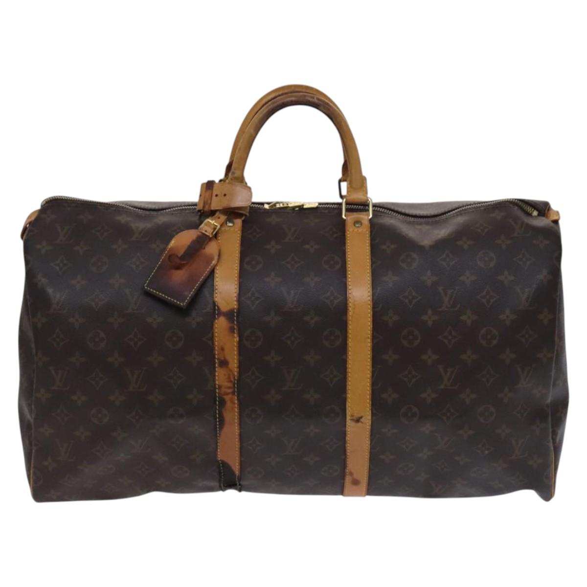 LOUIS VUITTON Monogram Keepall 55 Boston Bag M41424 LV Auth EC683