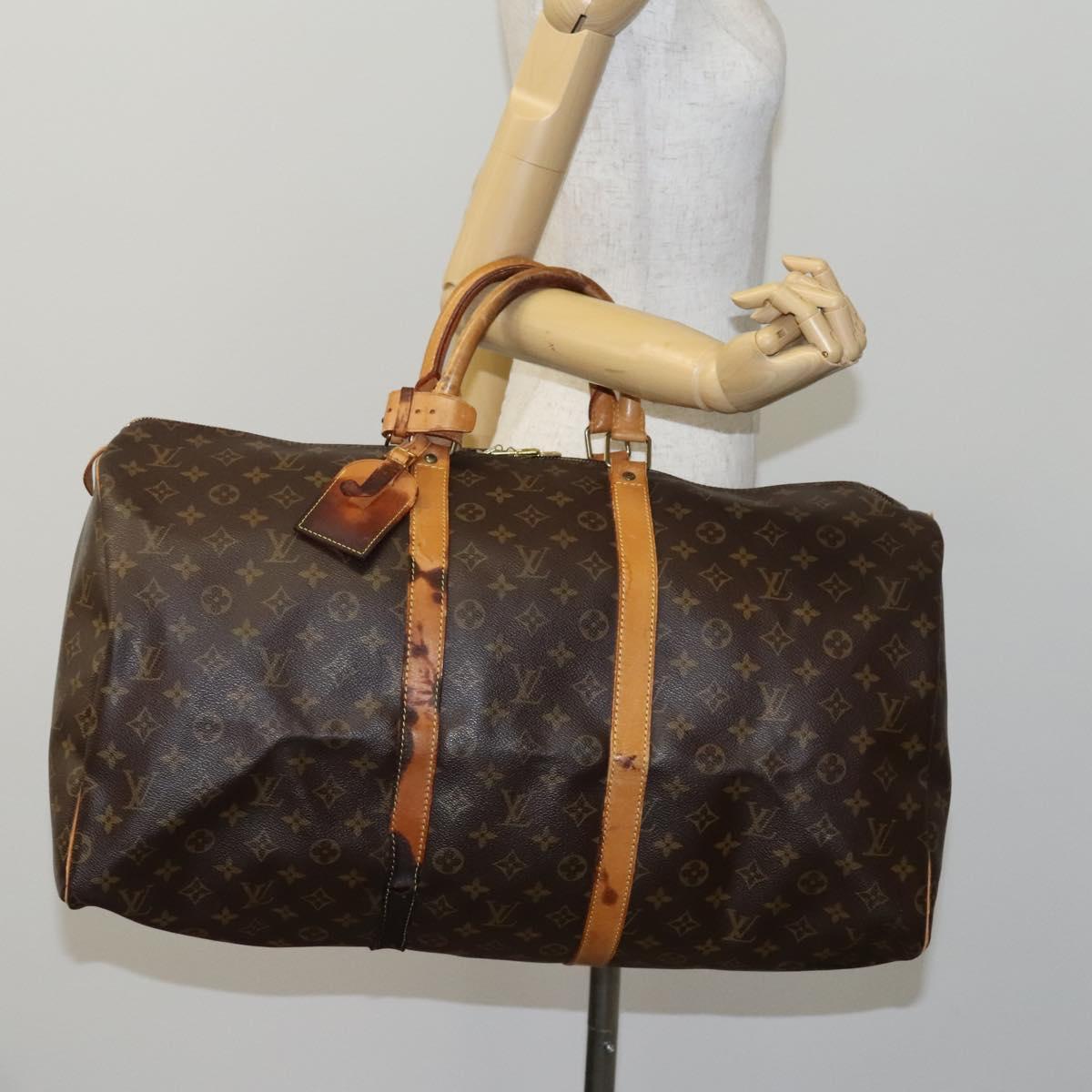 LOUIS VUITTON Monogram Keepall 55 Boston Bag M41424 LV Auth EC683