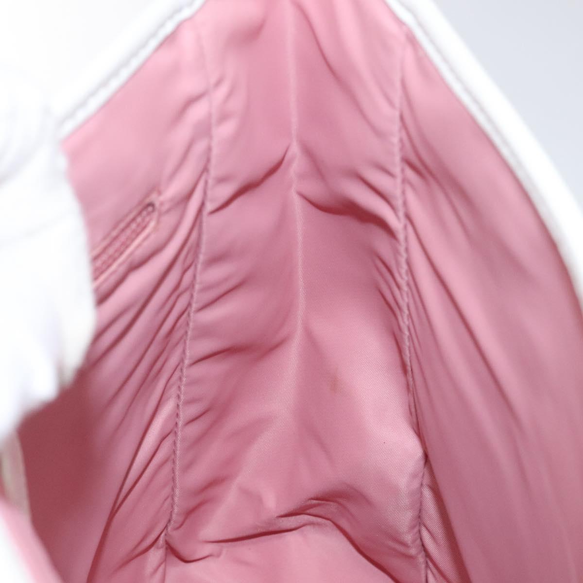 Christian Dior Trotter Canvas Tote Bag Pink White Silver Auth EC695