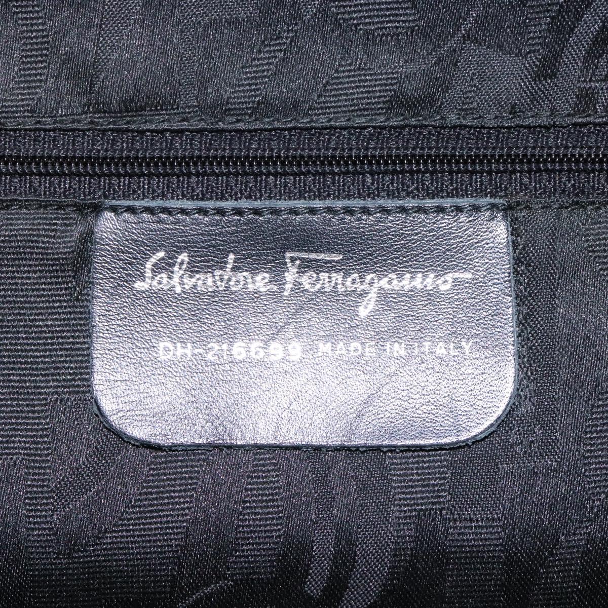 Salvatore Ferragamo Gancini Backpack Leather Black Silver Auth EC696