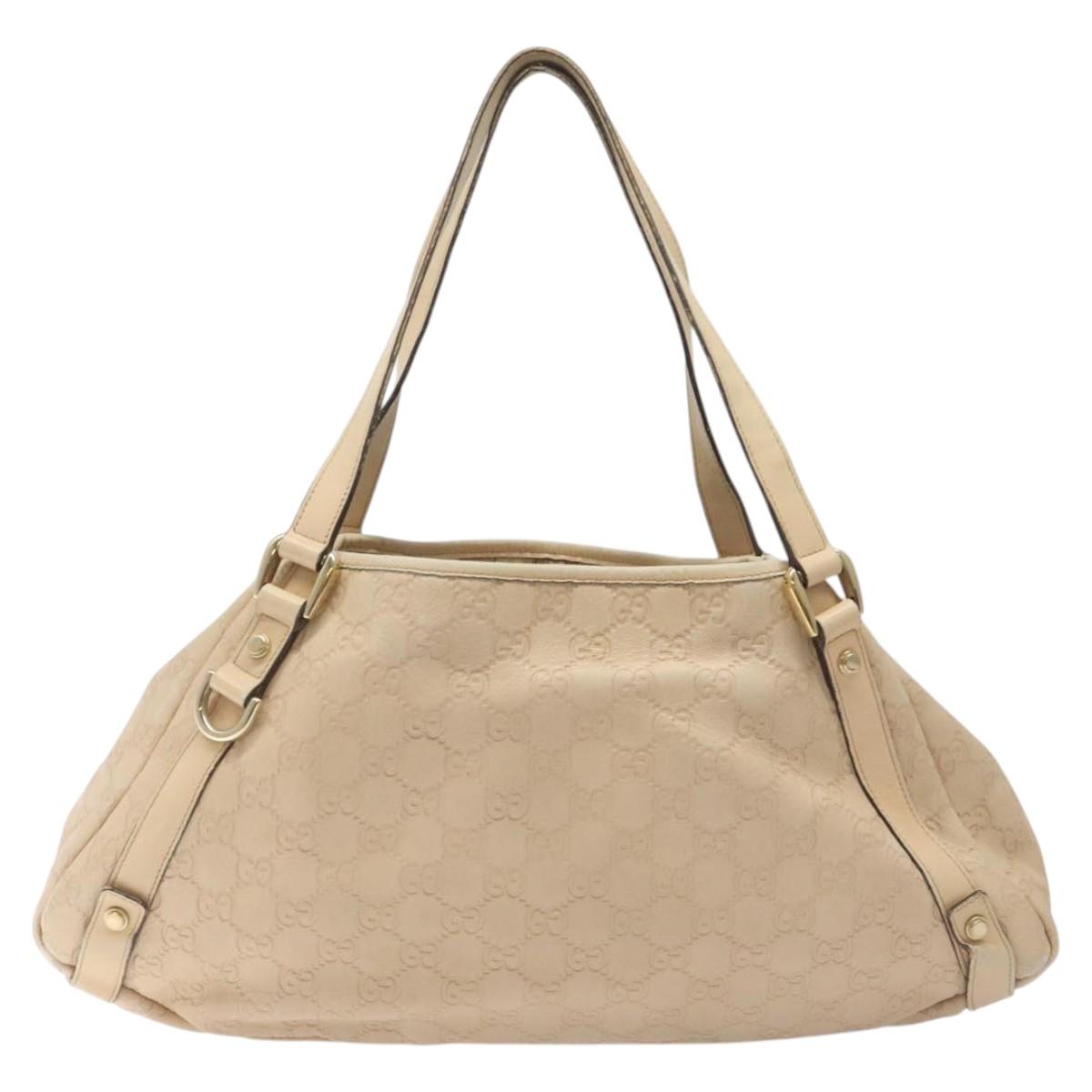 GUCCI GG Canvas Guccissima Abbey Tote Bag Beige Gold 130736 Auth EC697