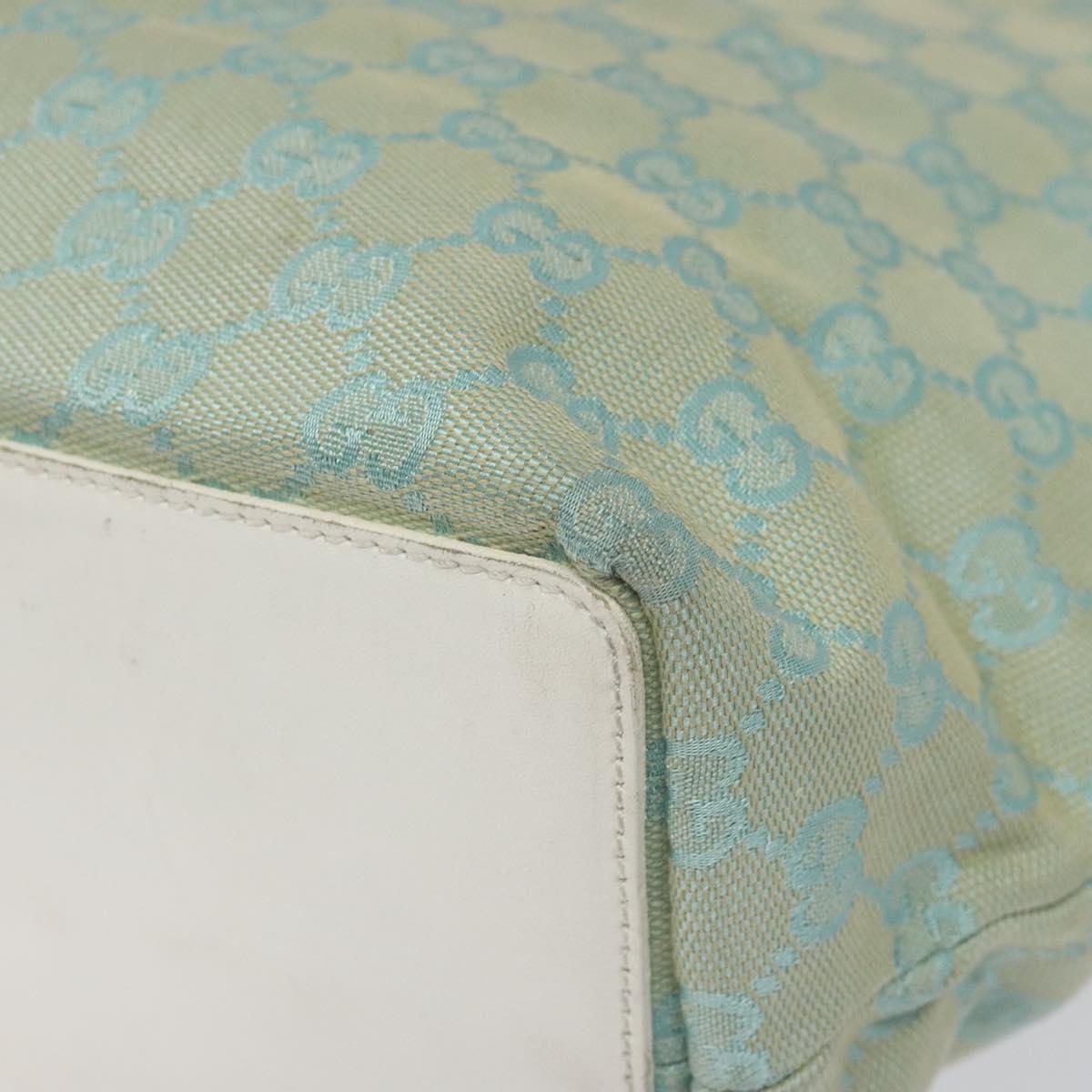 GUCCI GG Canvas Tote Bag Light Blue Gold 002 1098 Auth EC700