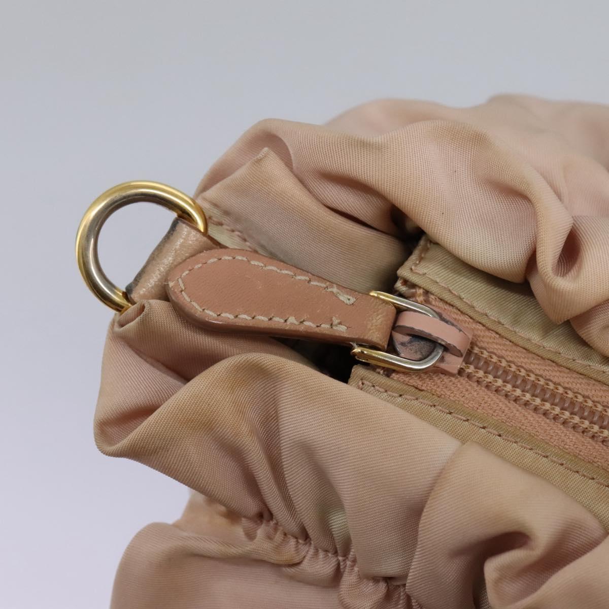 PRADA Hand Bag Nylon Leather 2way Pink Gold Auth EC720