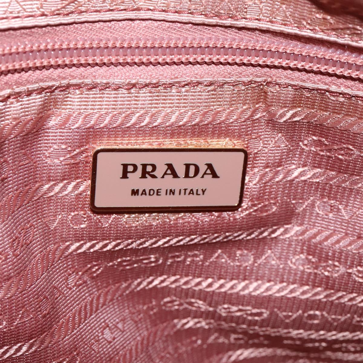 PRADA Hand Bag Nylon Leather 2way Pink Gold Auth EC720