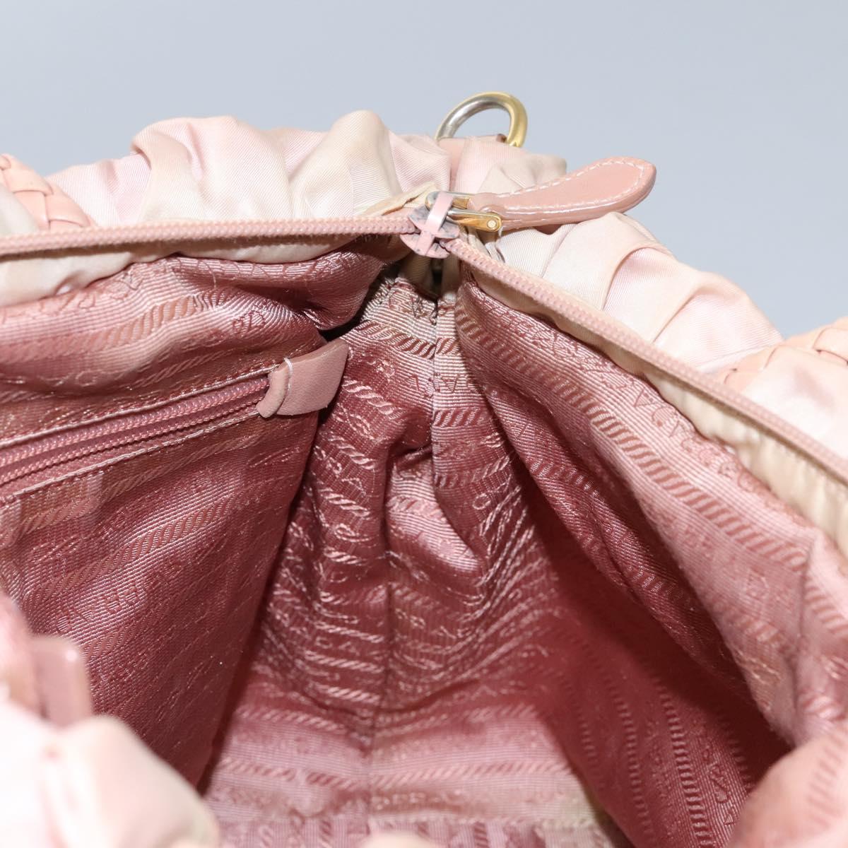 PRADA Hand Bag Nylon Leather 2way Pink Gold Auth EC720