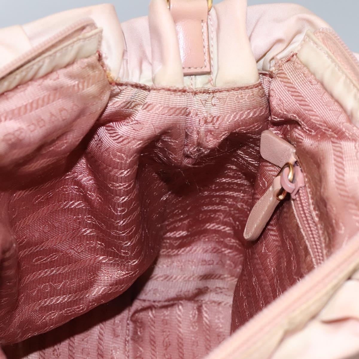 PRADA Hand Bag Nylon Leather 2way Pink Gold Auth EC720