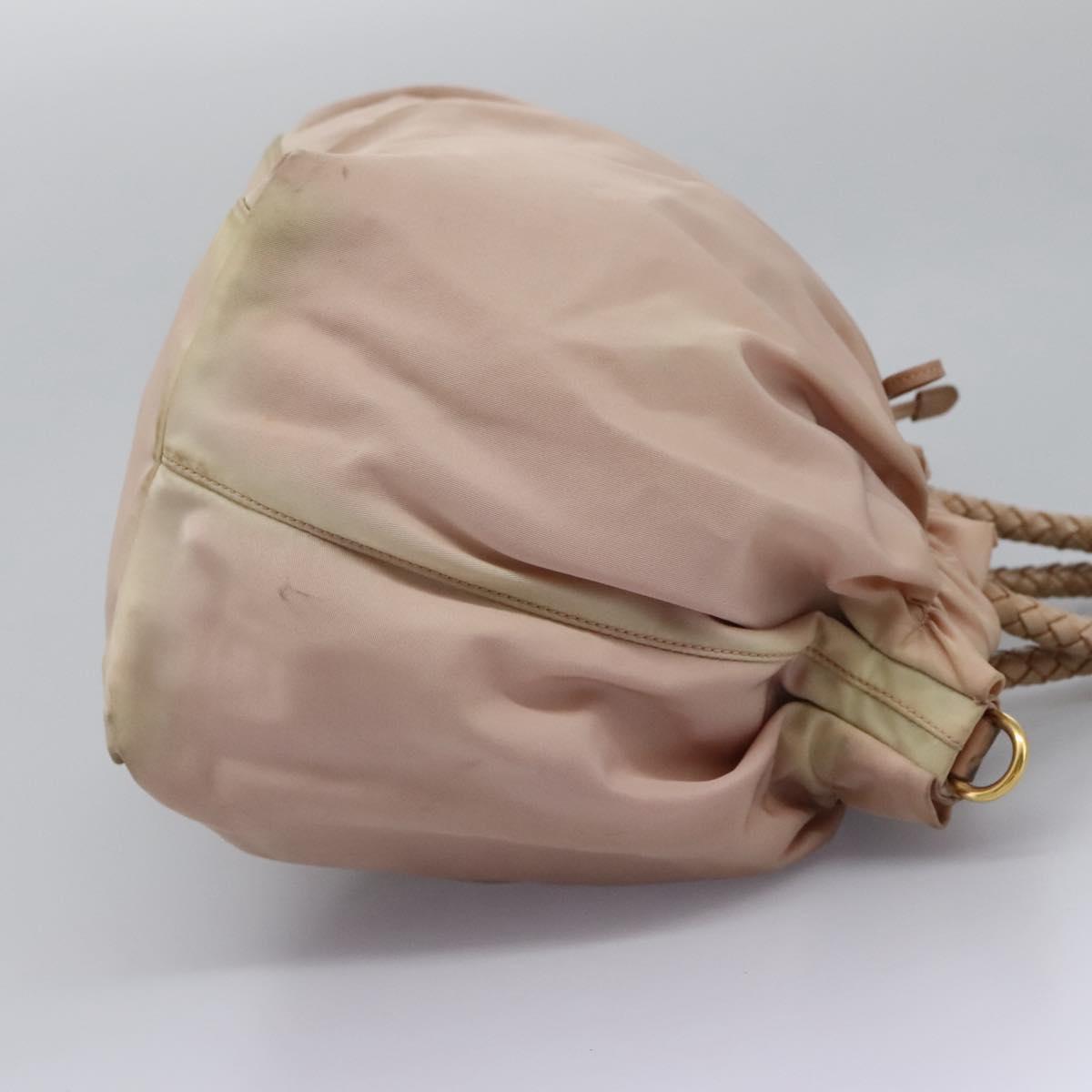 PRADA Hand Bag Nylon Leather 2way Pink Gold Auth EC720