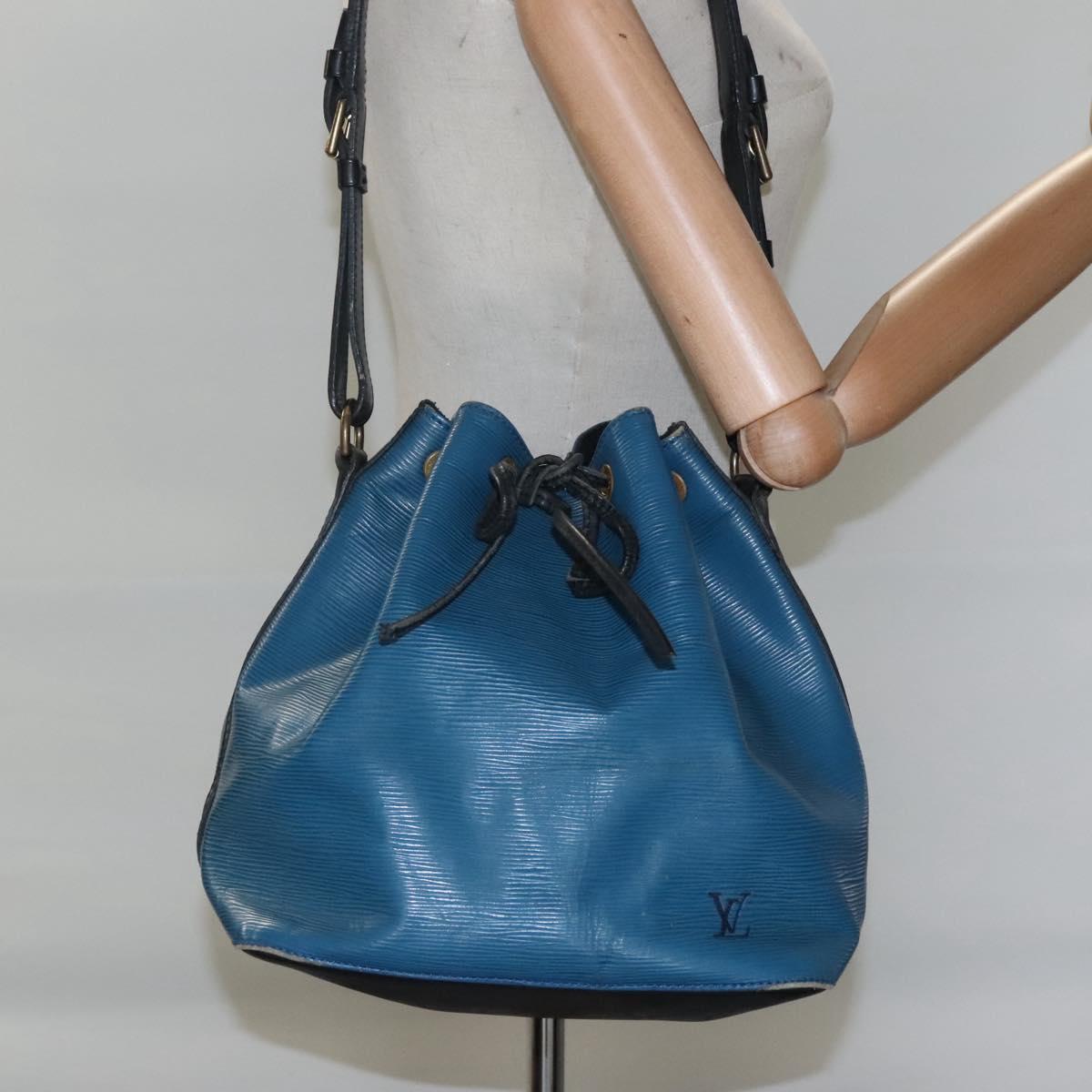LOUIS VUITTON Epi Petit Noe Shoulder Bag Bicolor Black Blue M44152 Auth EC728