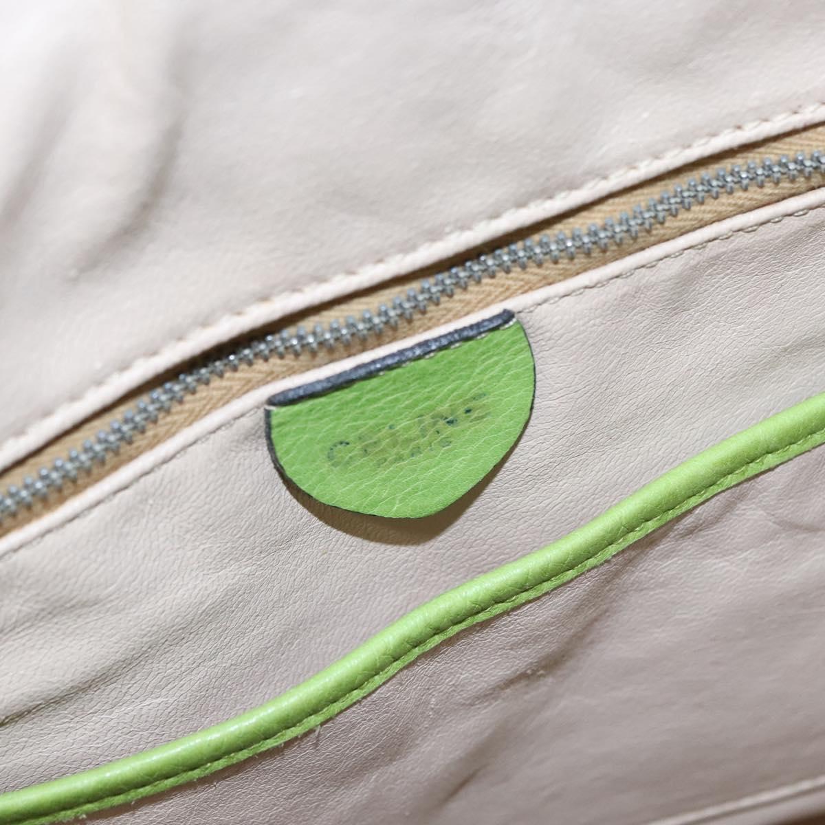 CELINE Shoulder Bag Leather Green Red yellow Auth EC743