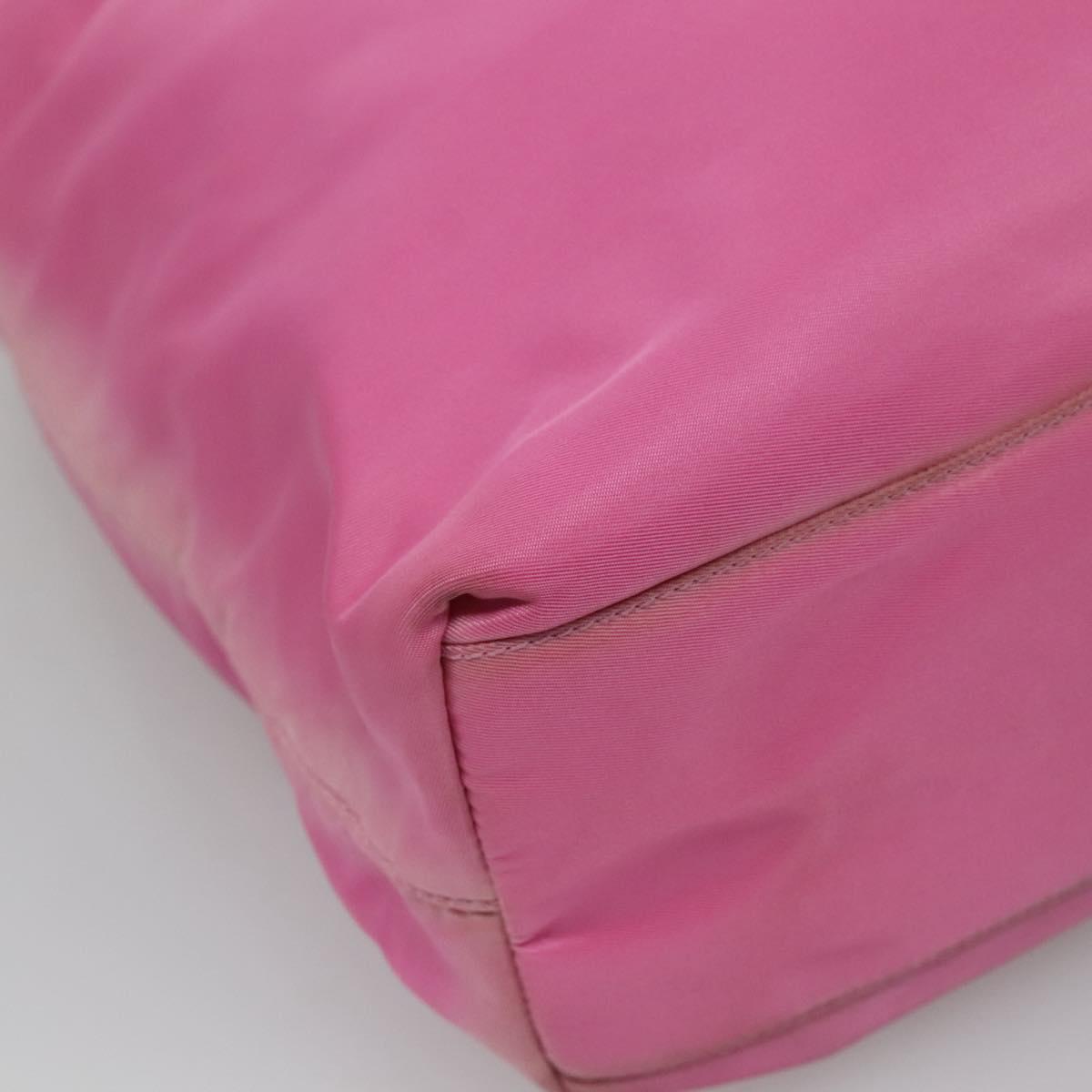 PRADA Tote Bag Nylon Pink Silver Auth EC753