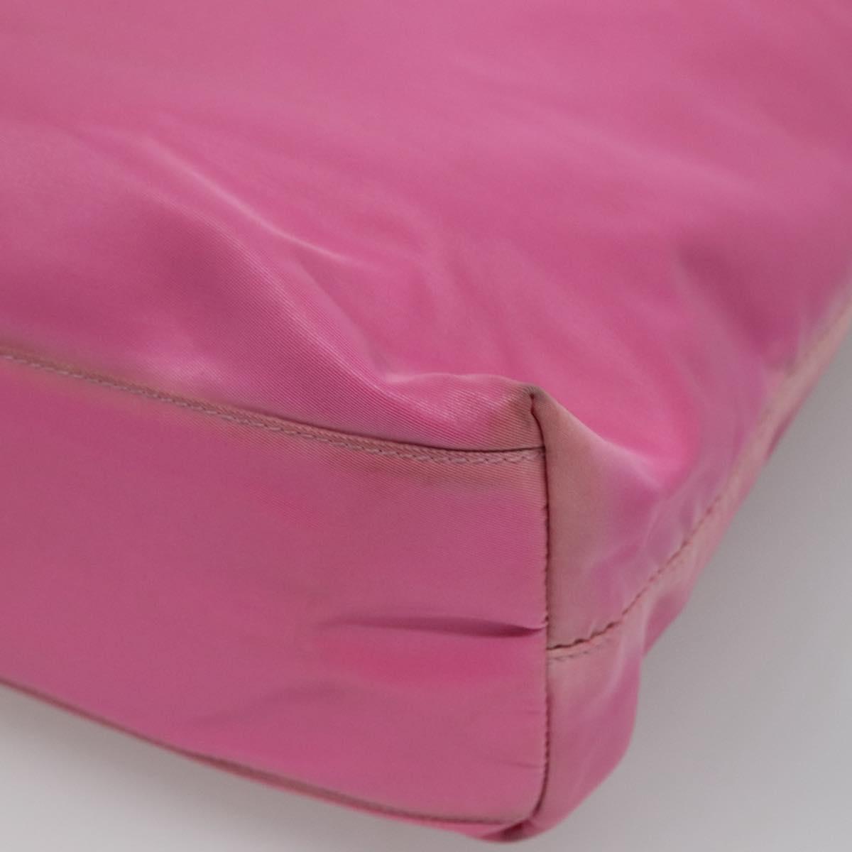 PRADA Tote Bag Nylon Pink Silver Auth EC753