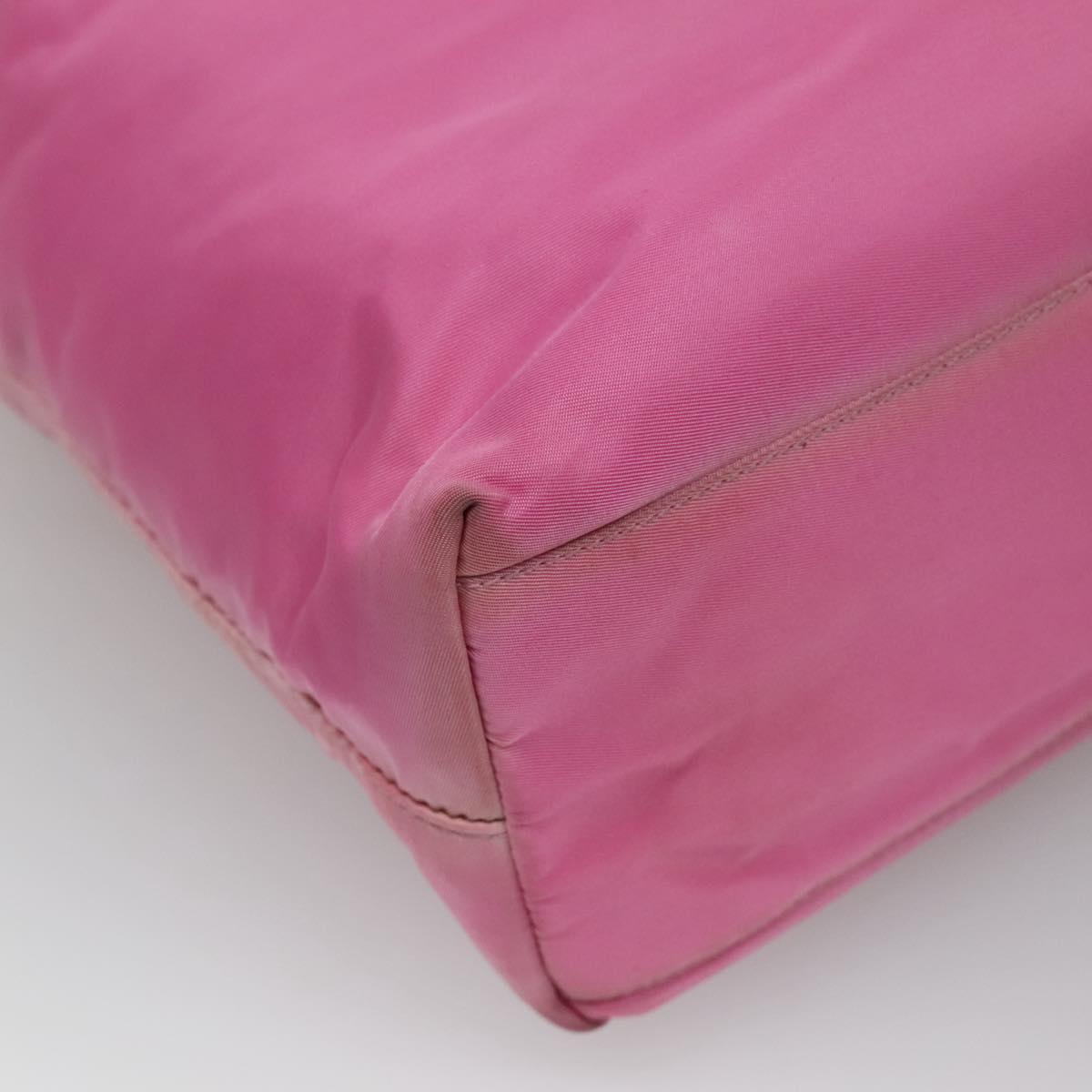 PRADA Tote Bag Nylon Pink Silver Auth EC753