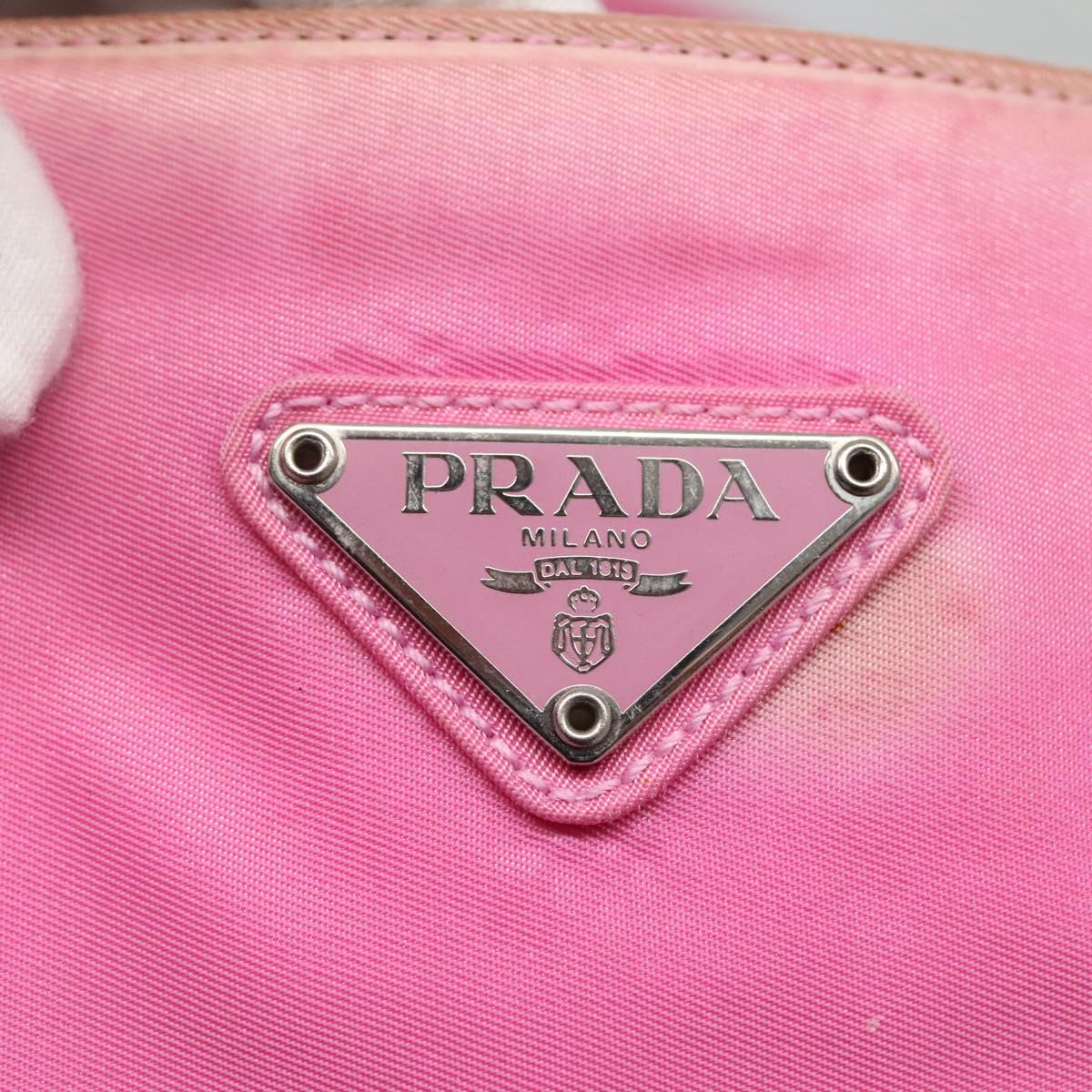 PRADA Tote Bag Nylon Pink Silver Auth EC753