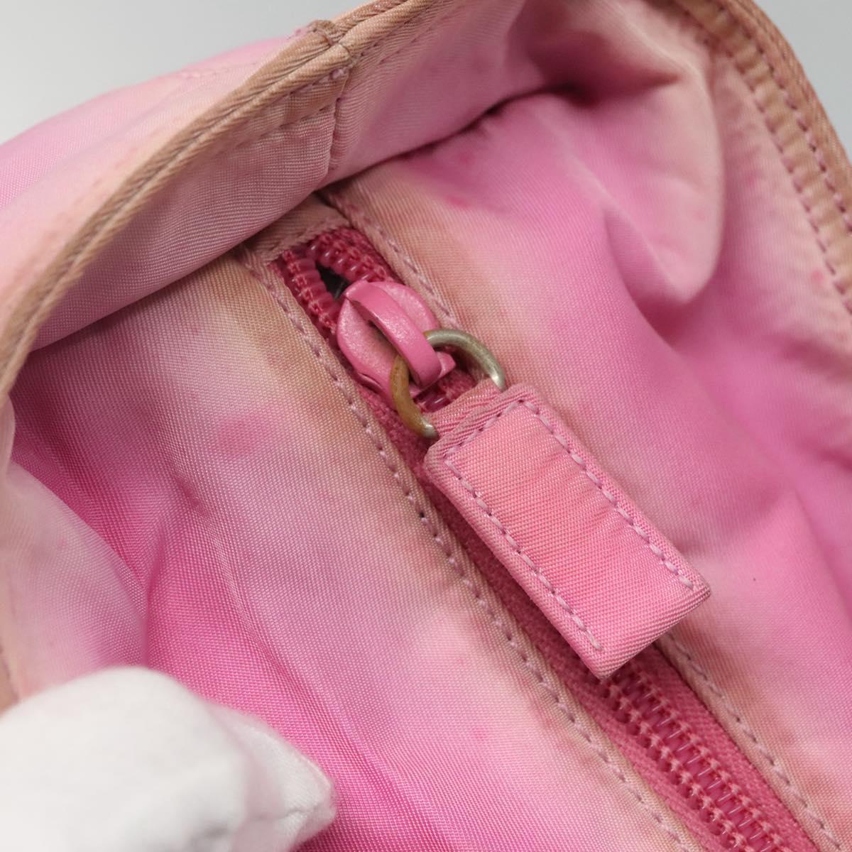 PRADA Tote Bag Nylon Pink Silver Auth EC753