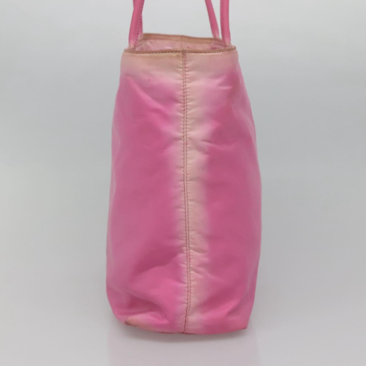 PRADA Tote Bag Nylon Pink Silver Auth EC753