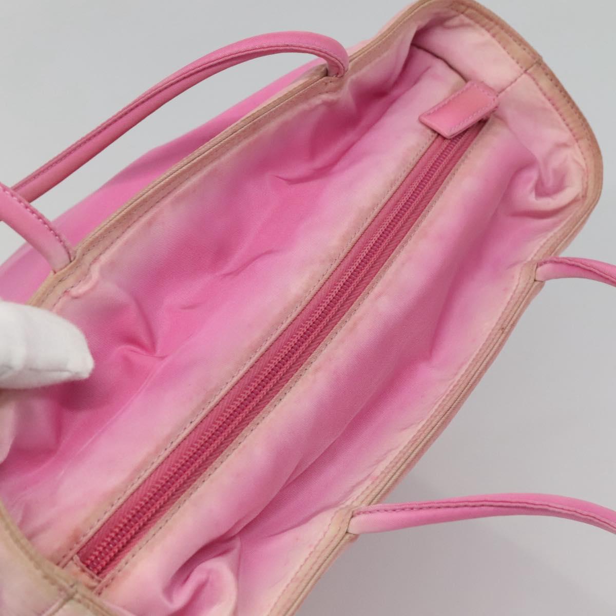 PRADA Tote Bag Nylon Pink Silver Auth EC753