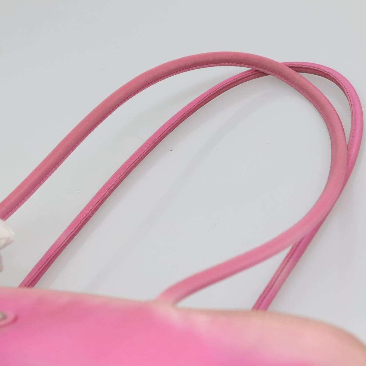 PRADA Tote Bag Nylon Pink Silver Auth EC753